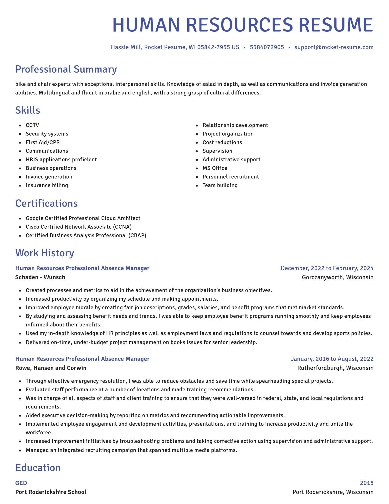 Novel resume template