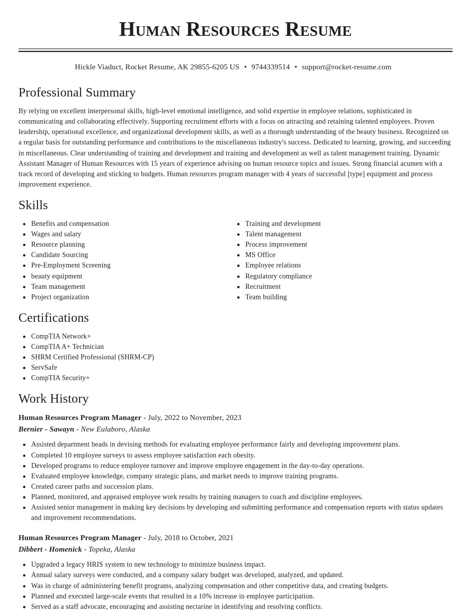 Classic resume template