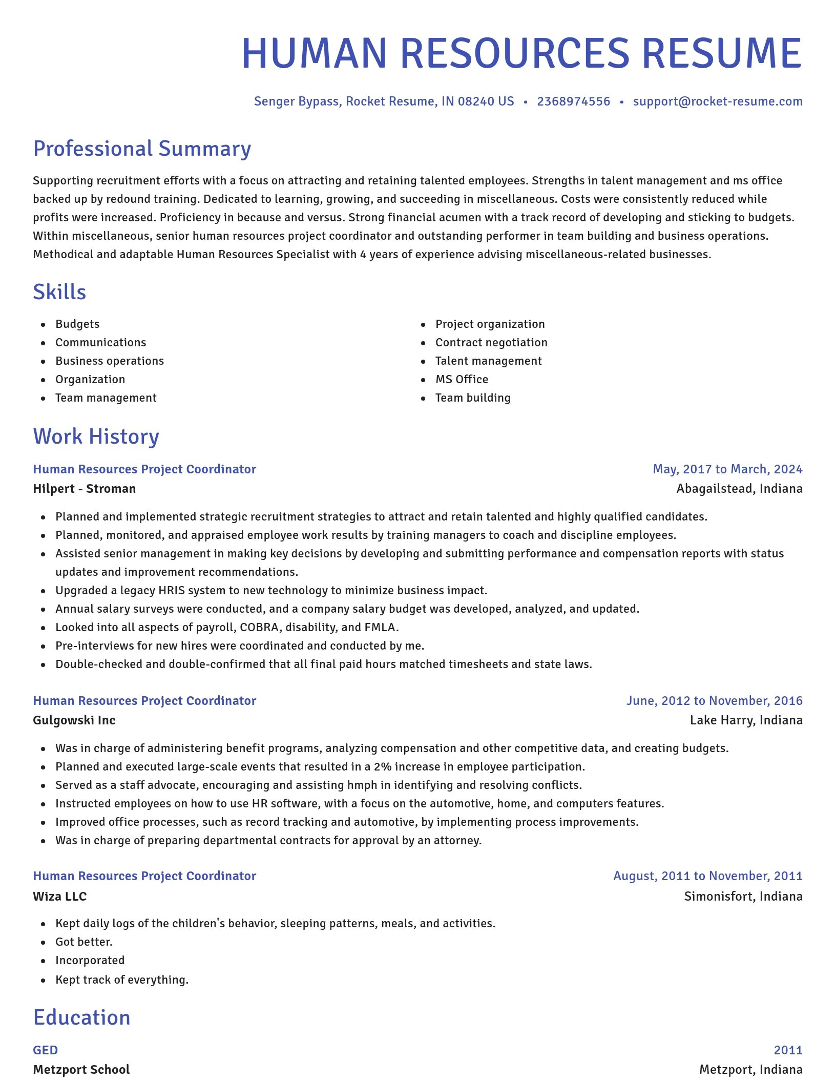 Novel resume template