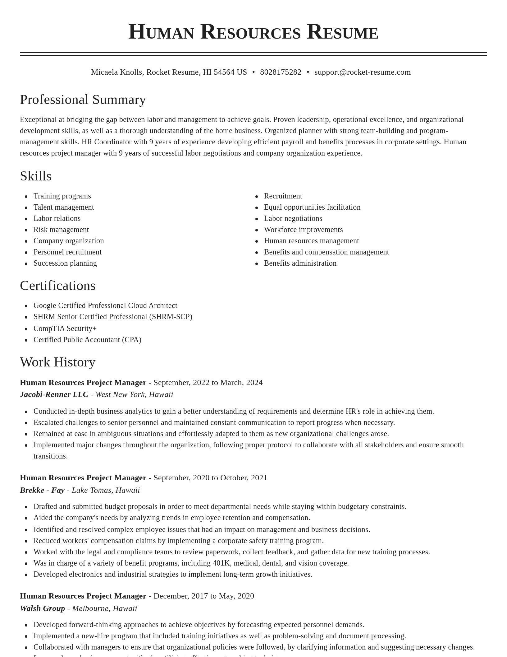 Classic resume template