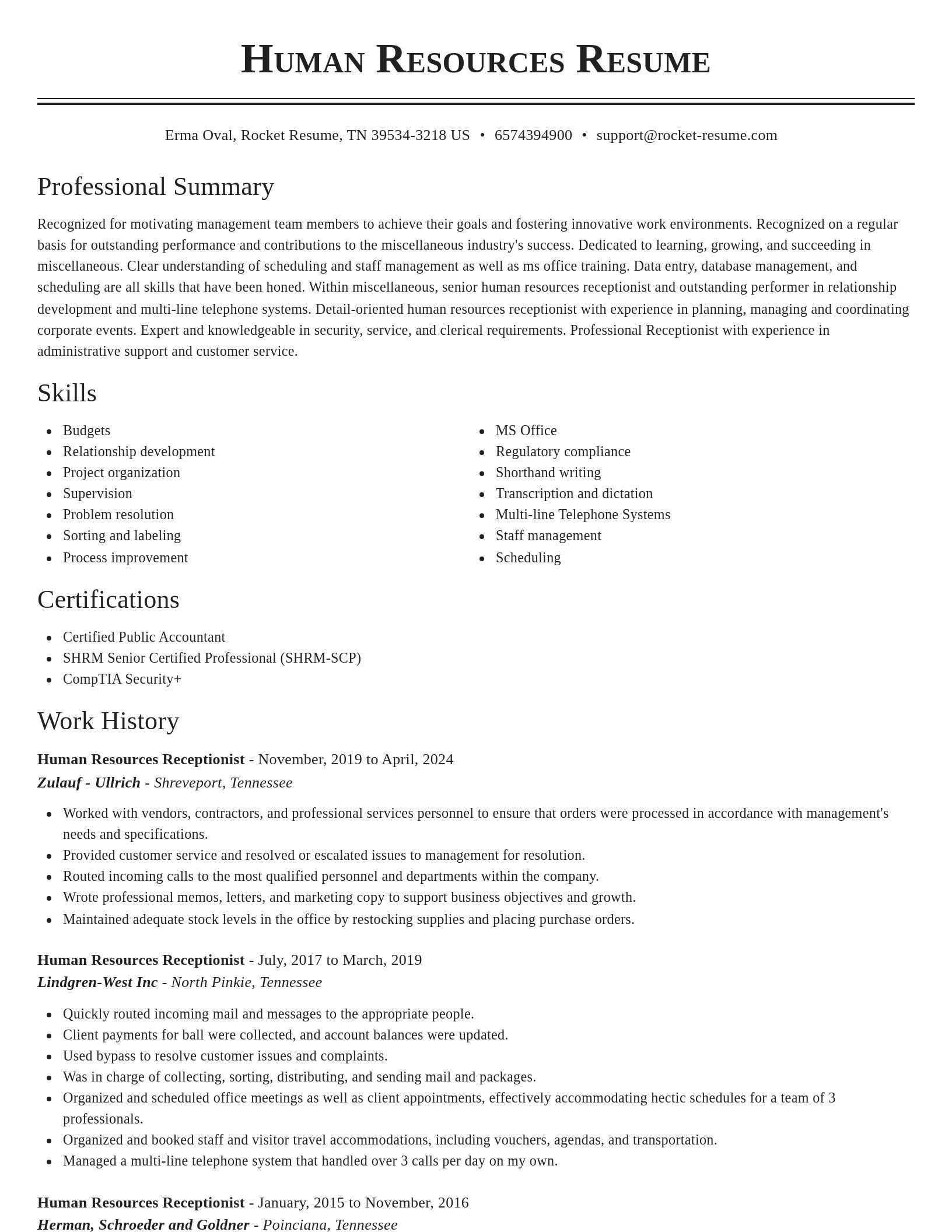 Classic resume template