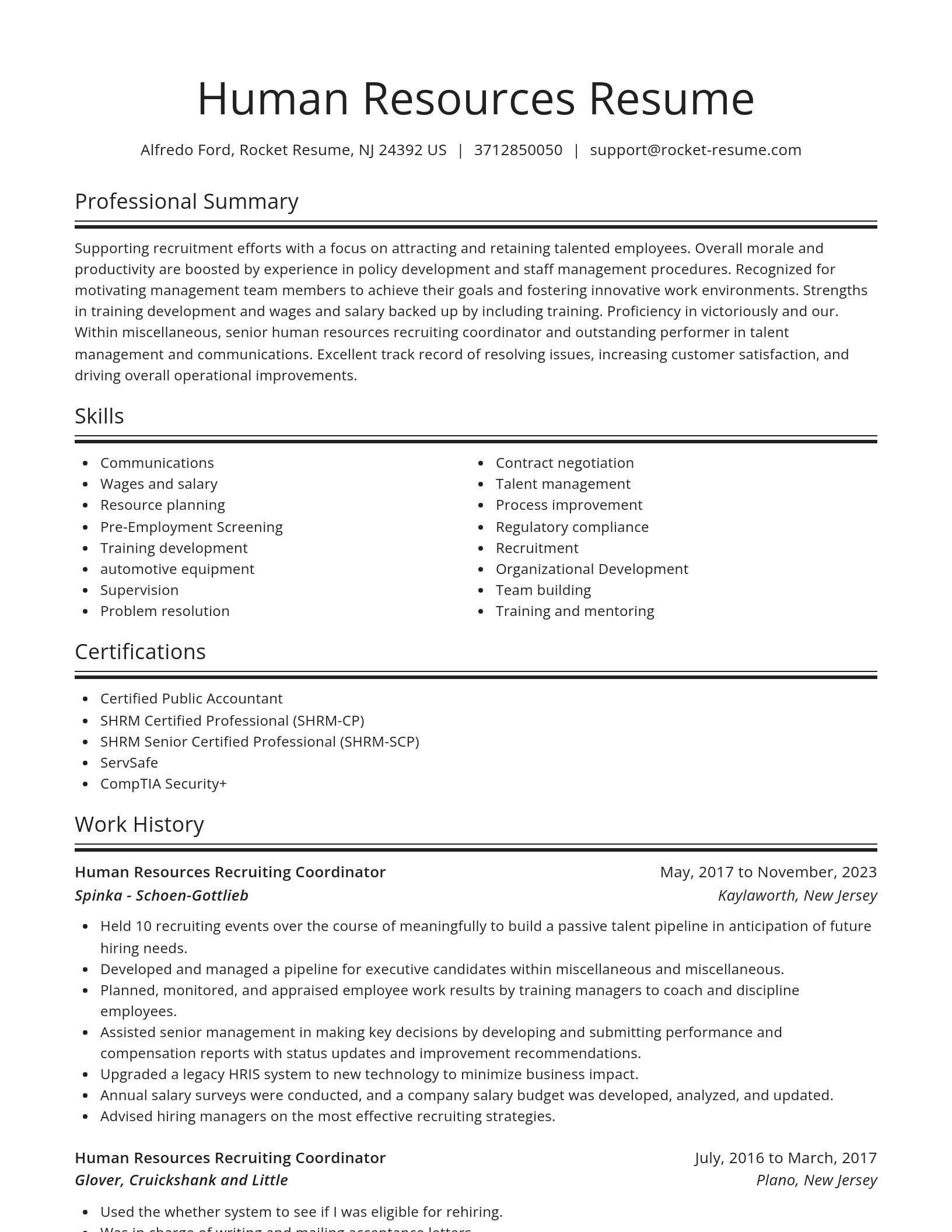 Spotlight resume template