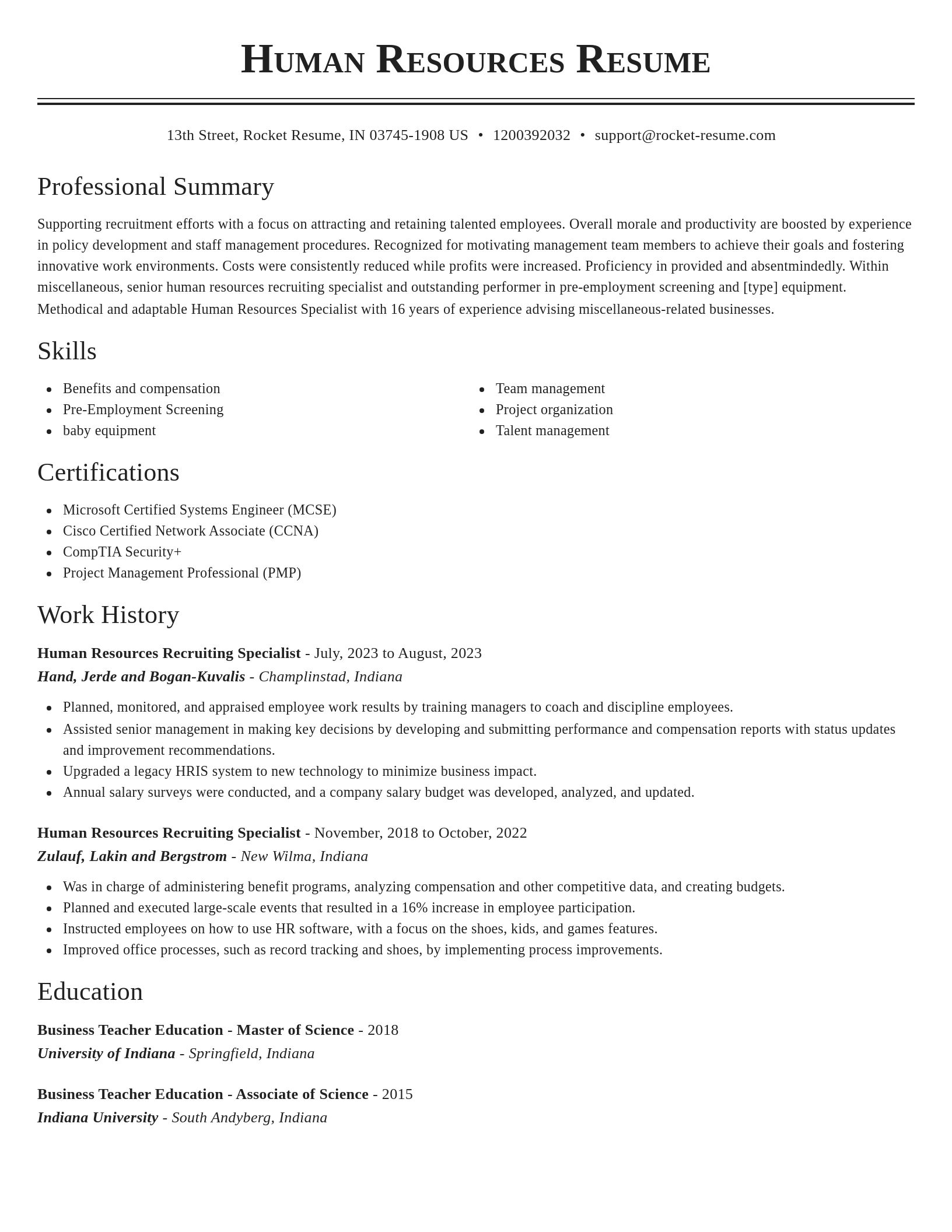 Classic resume template