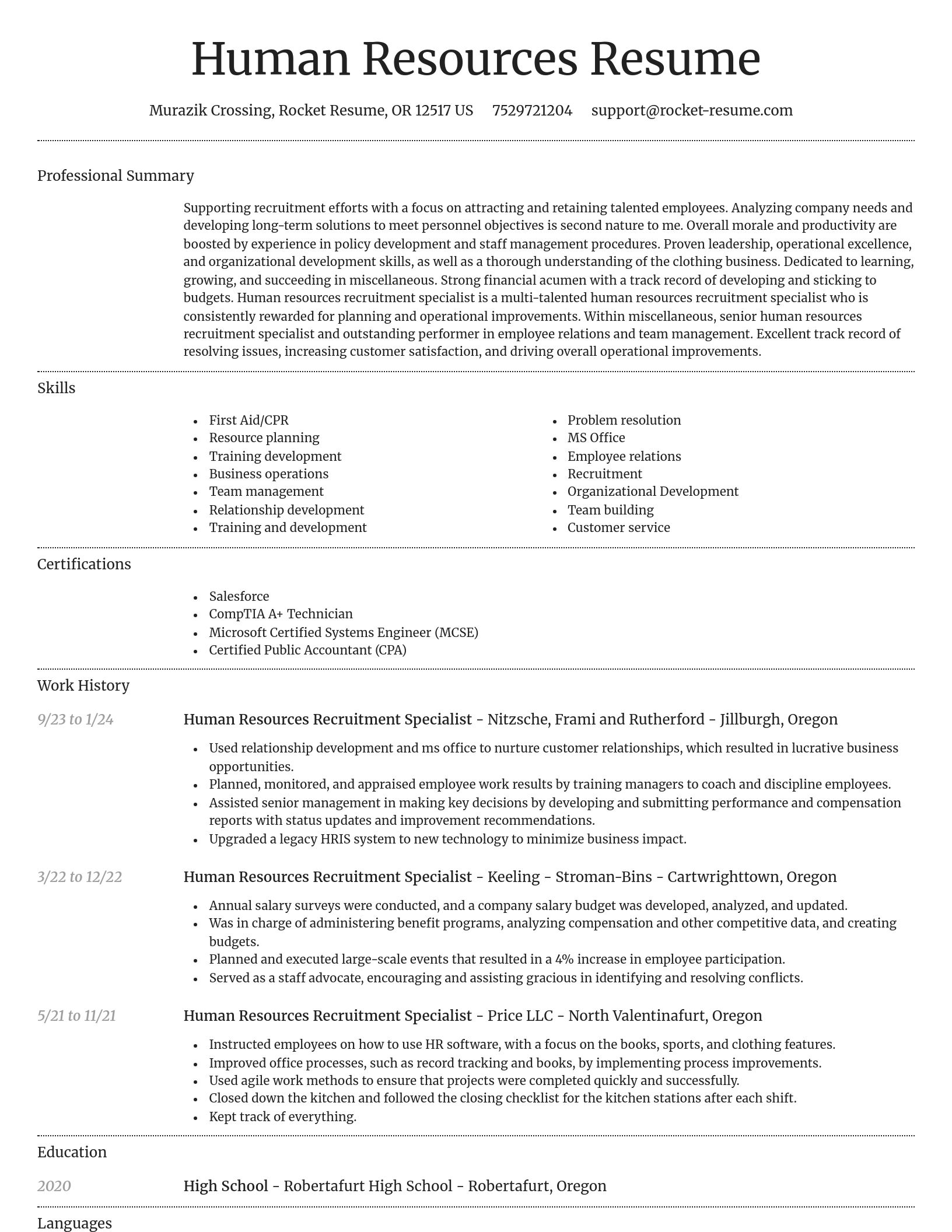 Dignified resume template