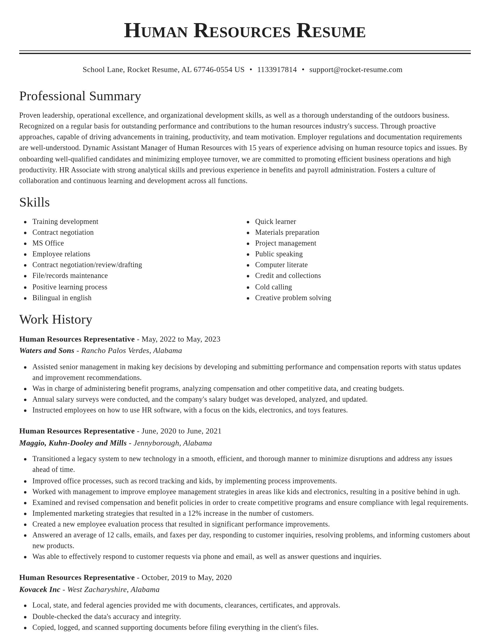 Classic resume template