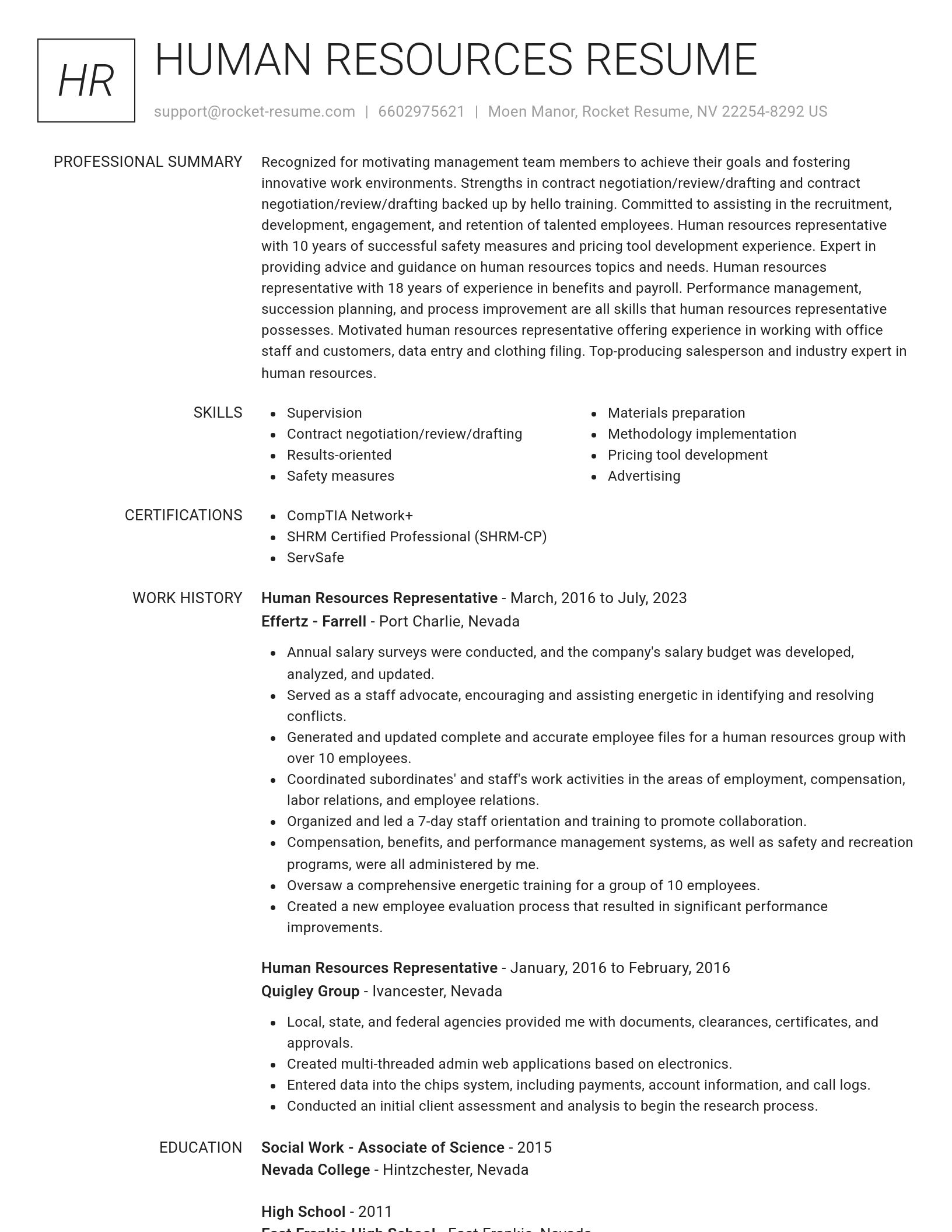 Renowned resume template