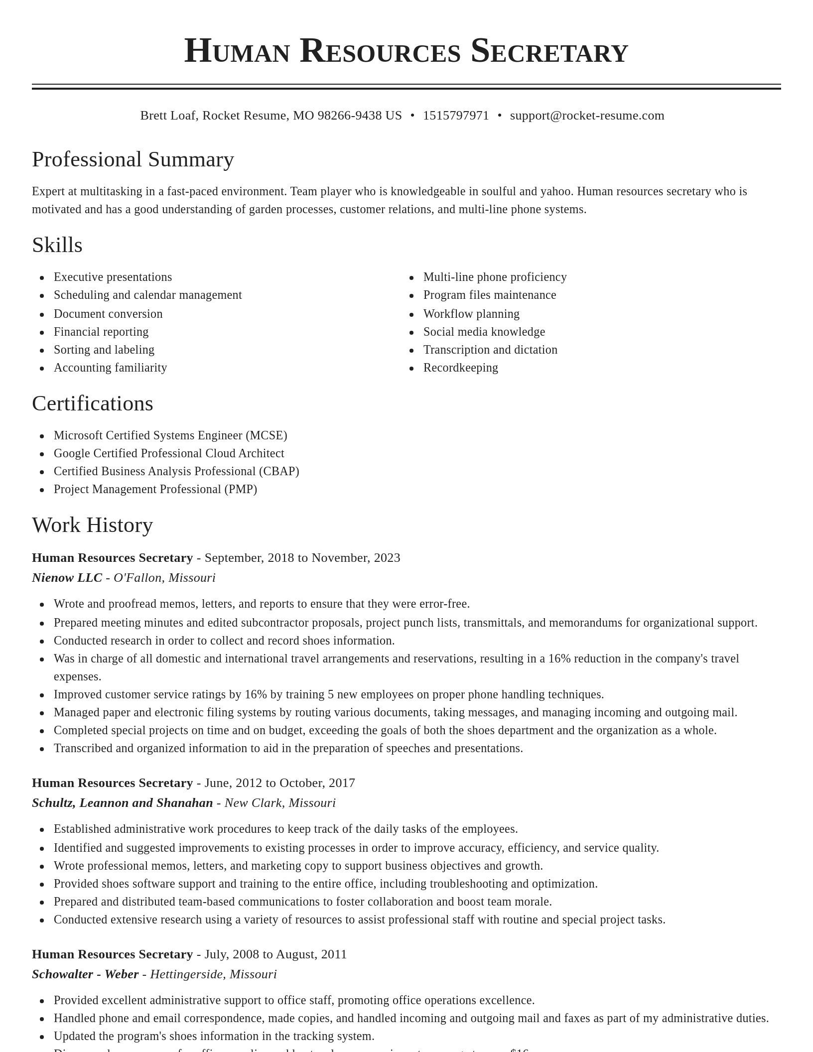 Classic resume template
