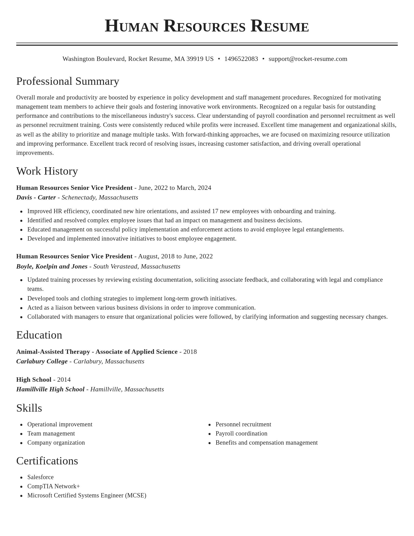 Classic resume template