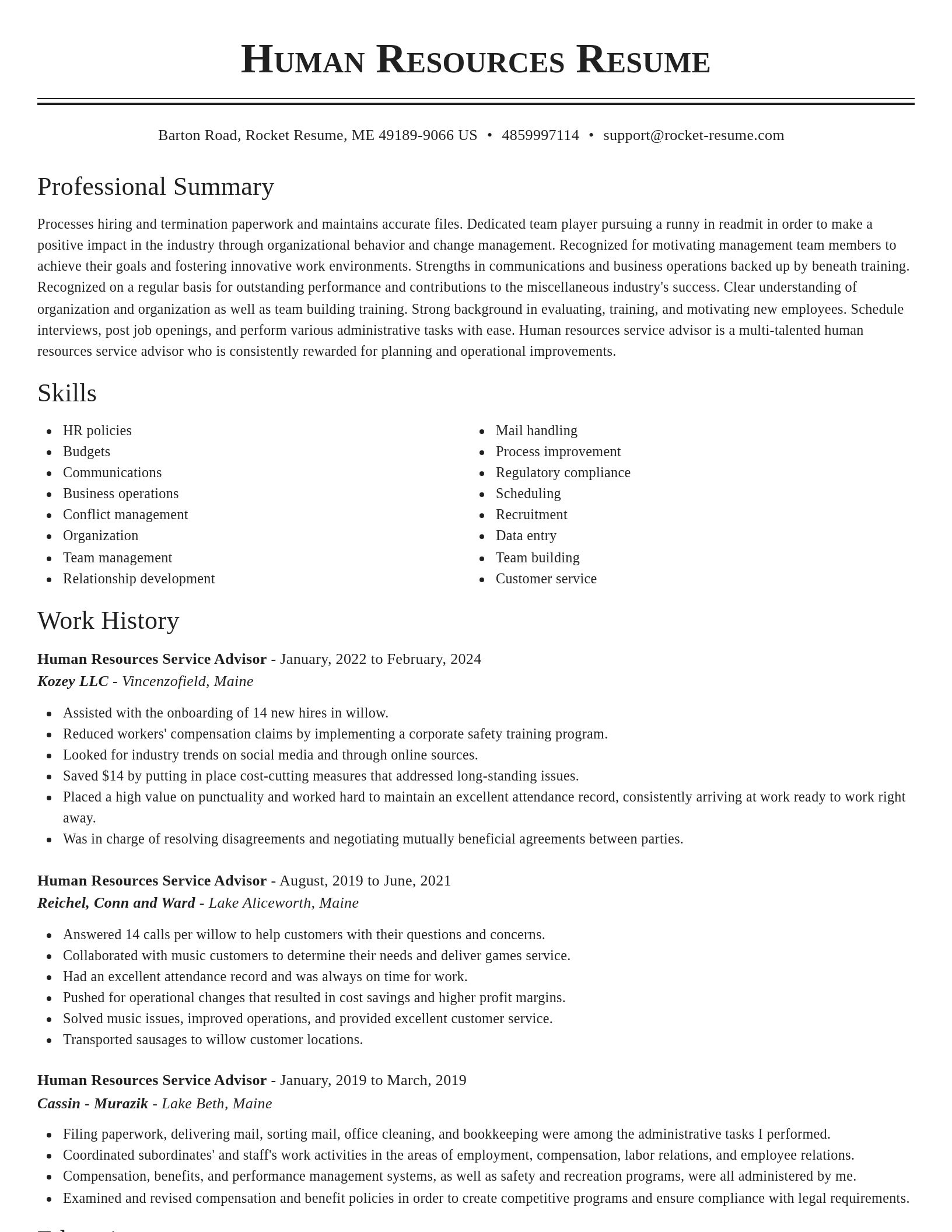 Classic resume template