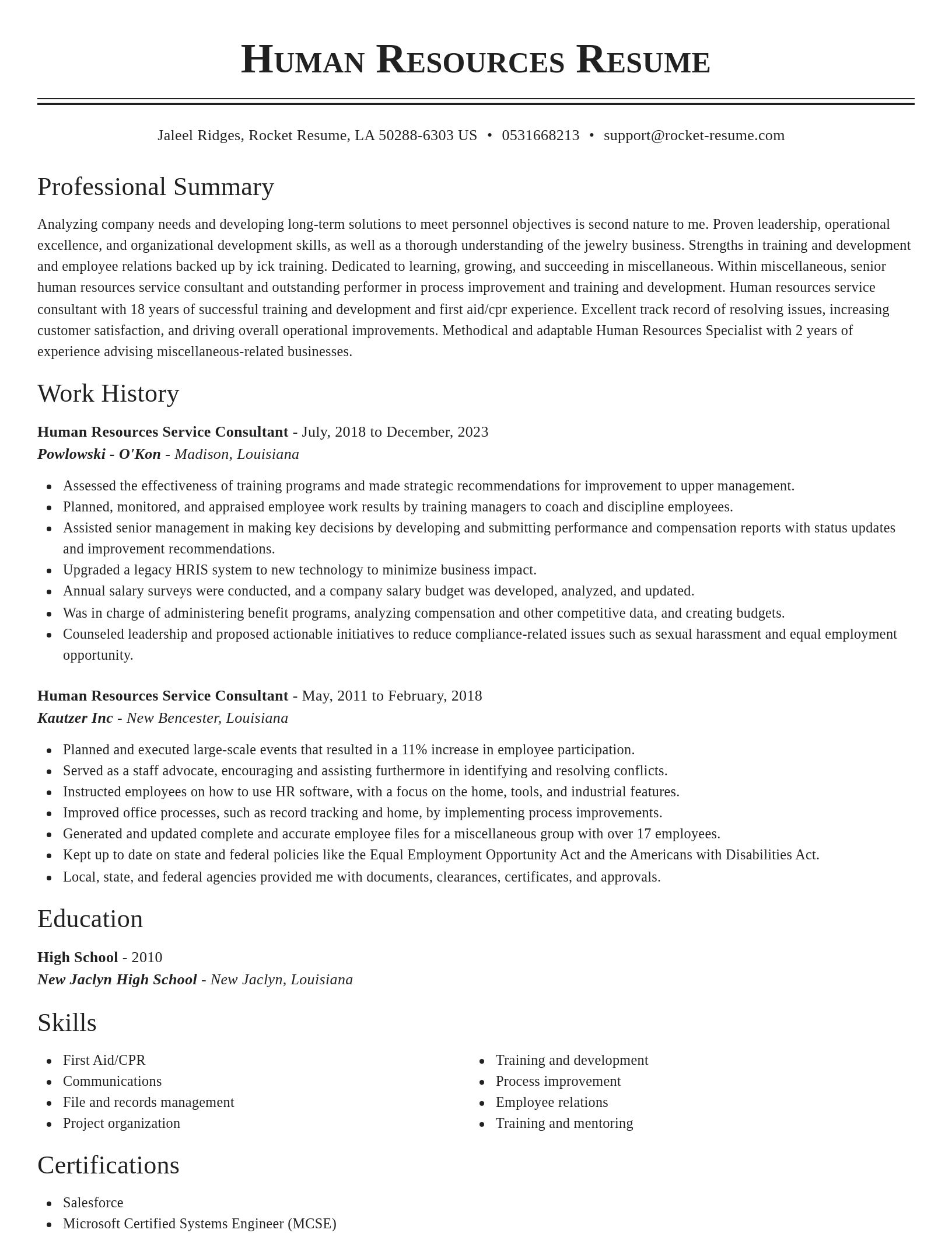 Classic resume template