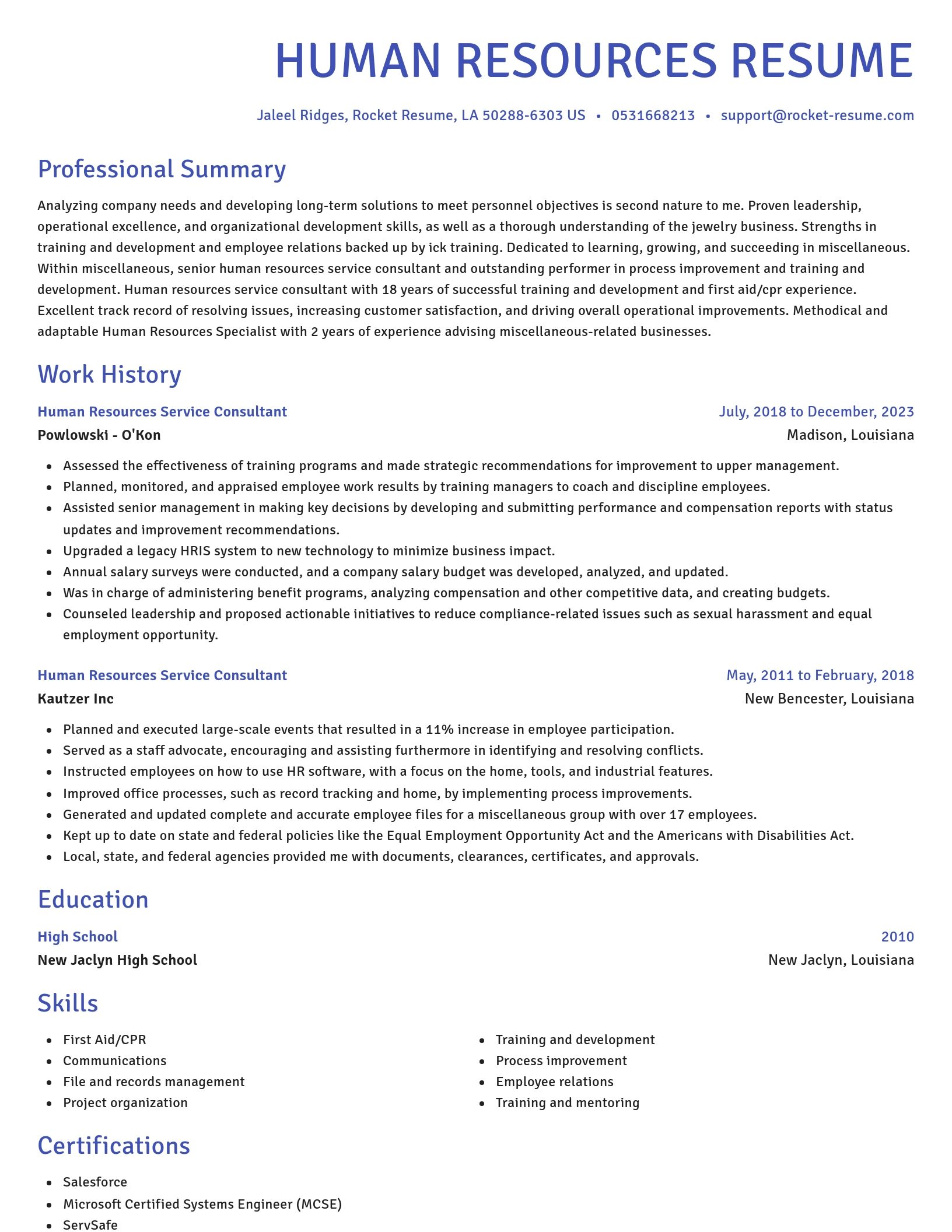 Novel resume template