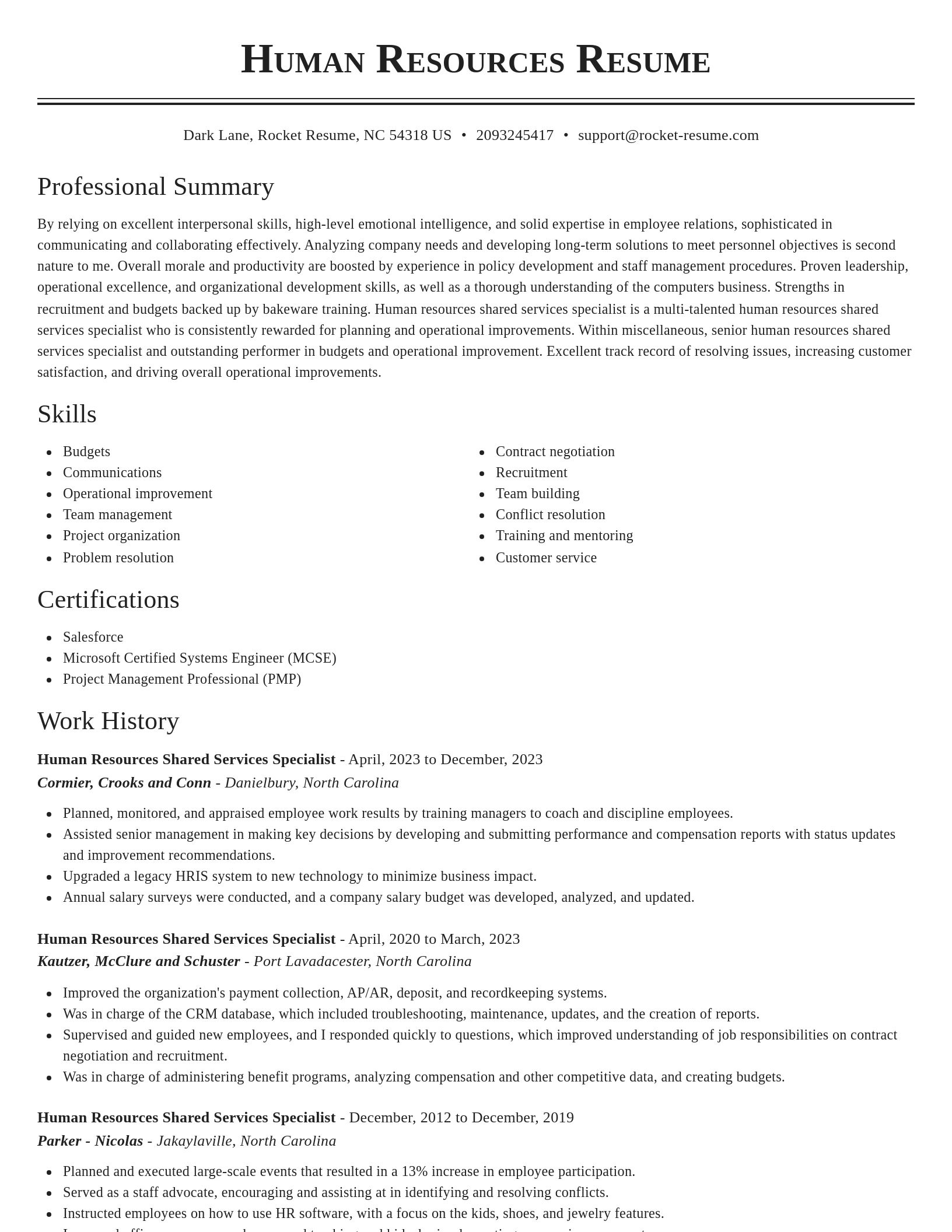 Classic resume template