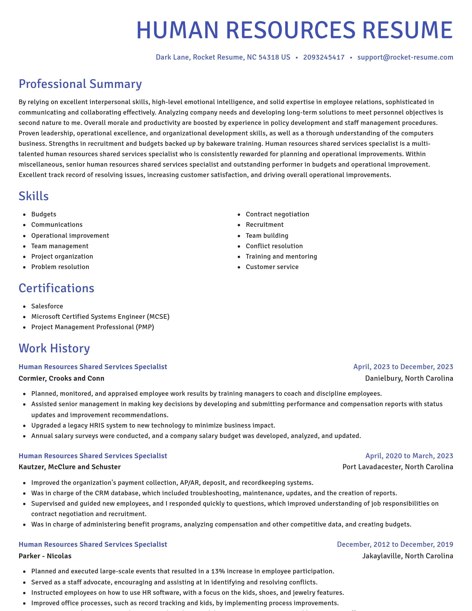 Novel resume template