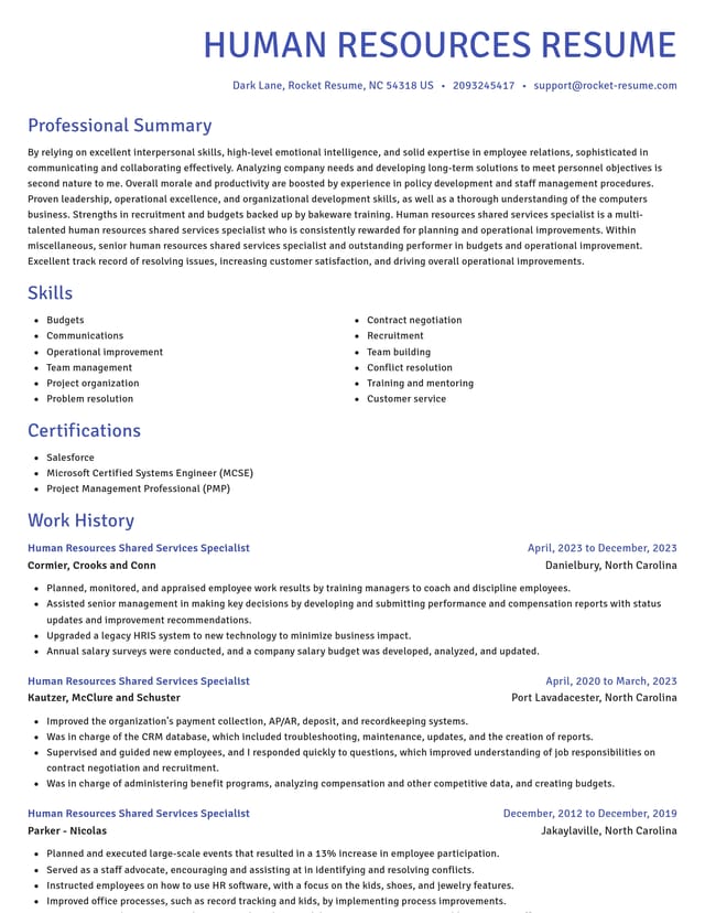 Novel resume template