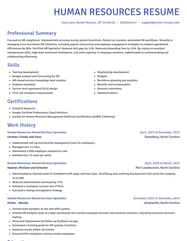 Novel resume template