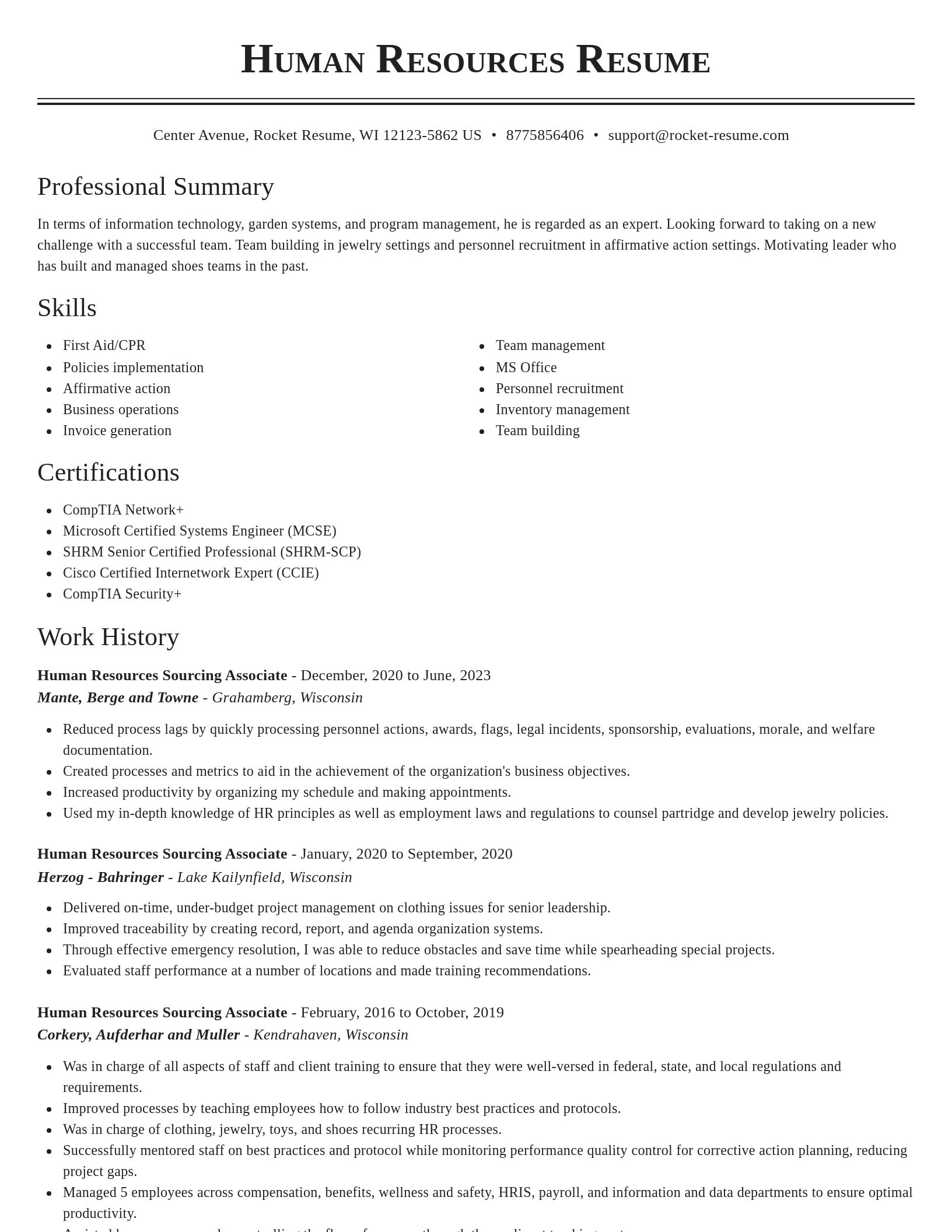 Classic resume template