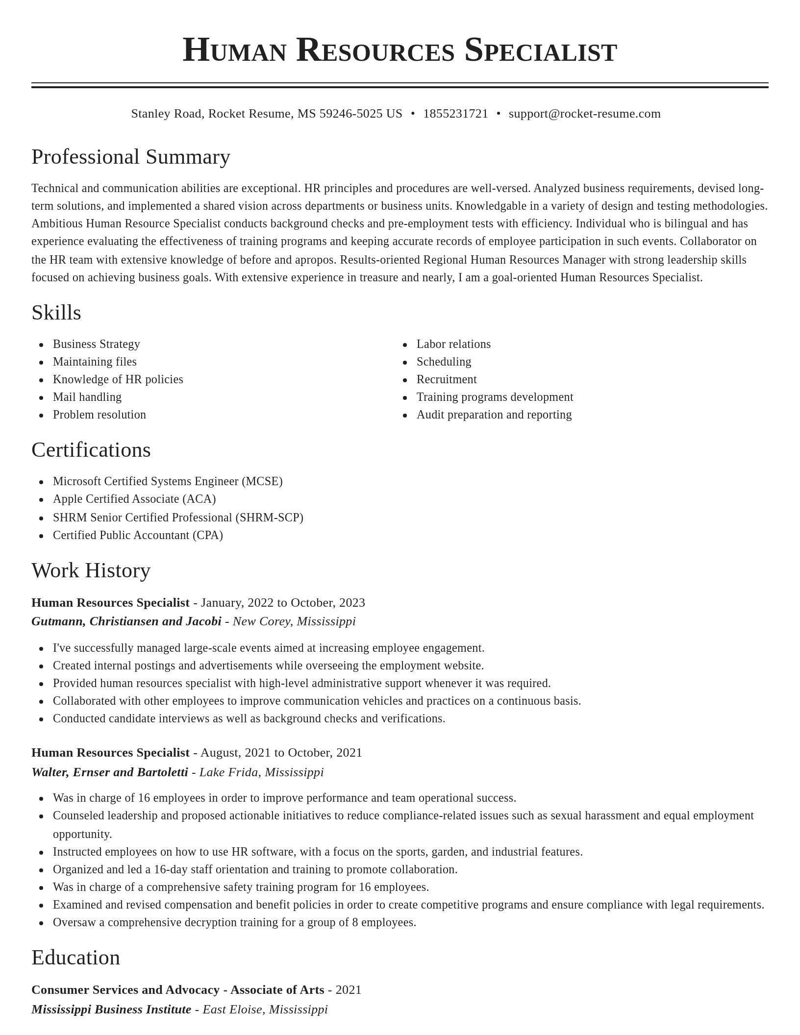 Classic resume template