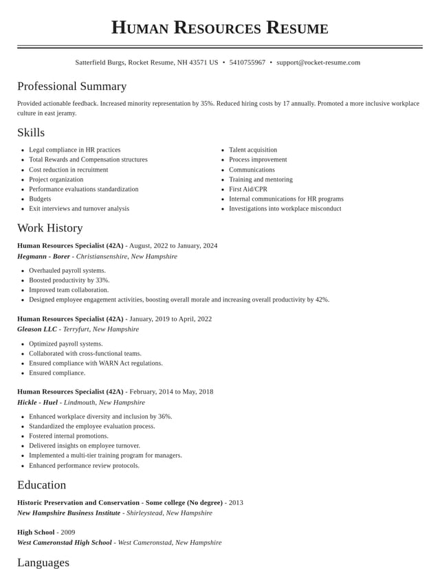 Classic resume template
