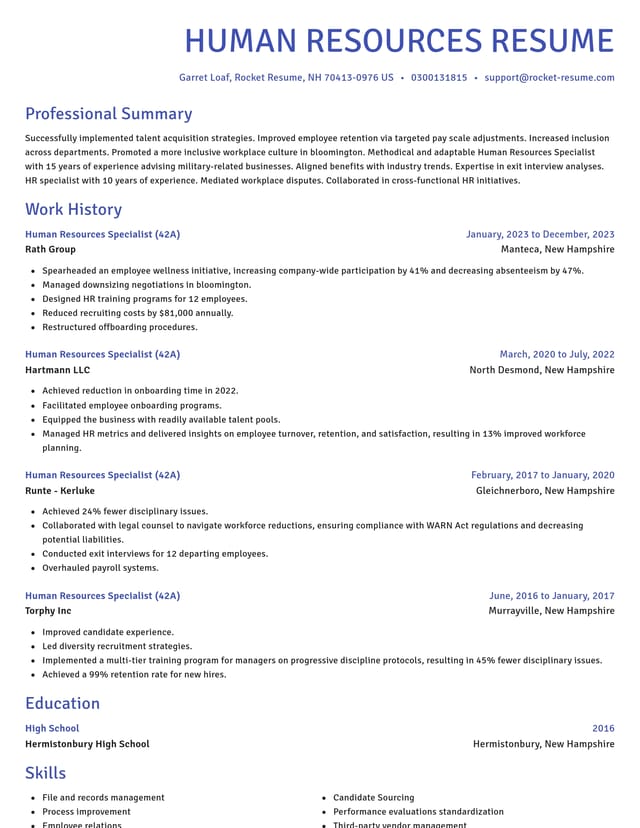Novel resume template