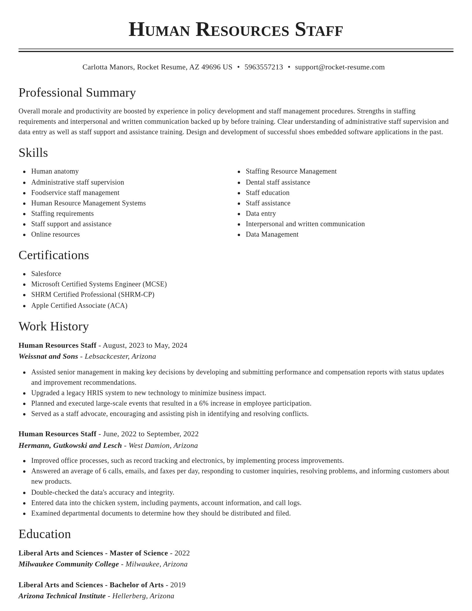 Classic resume template