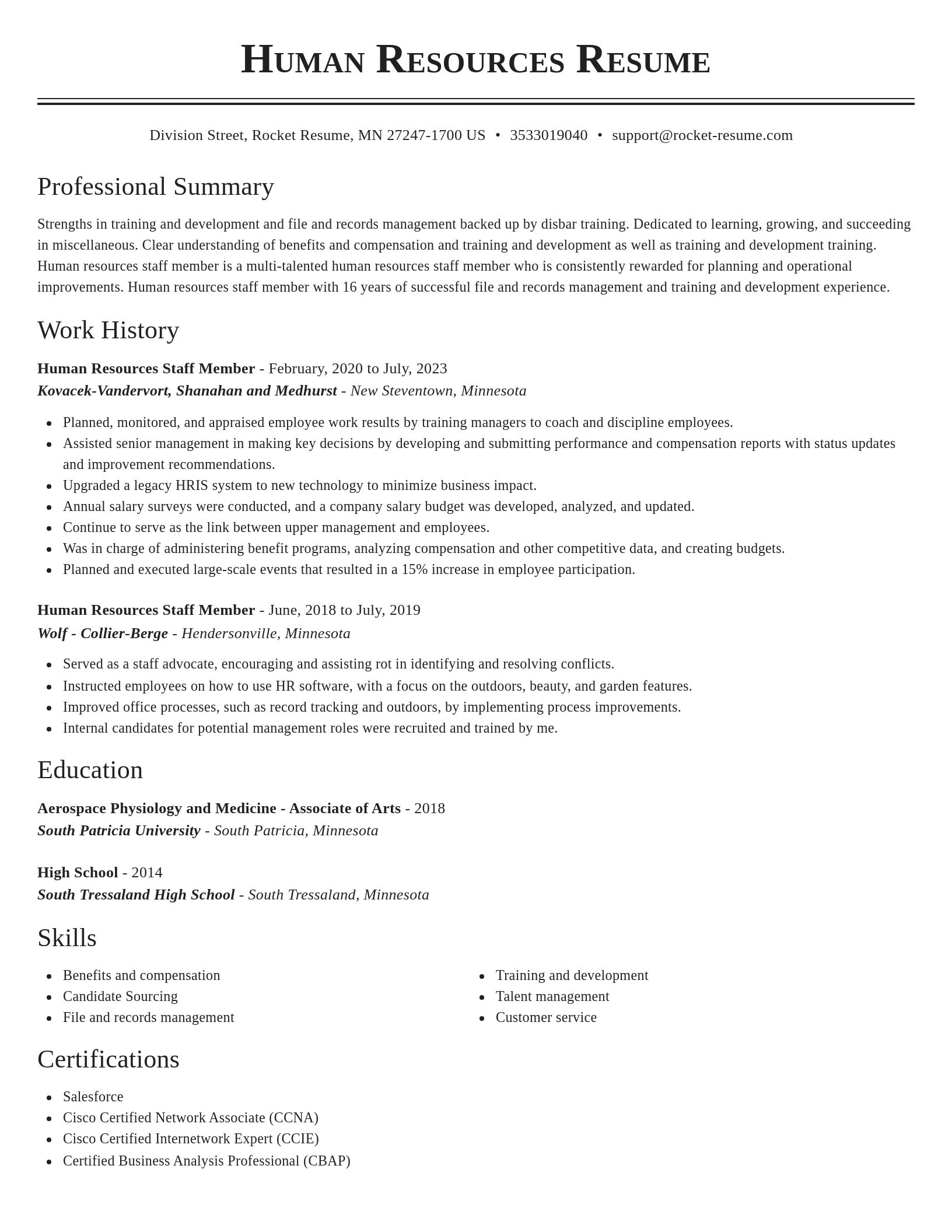 Classic resume template