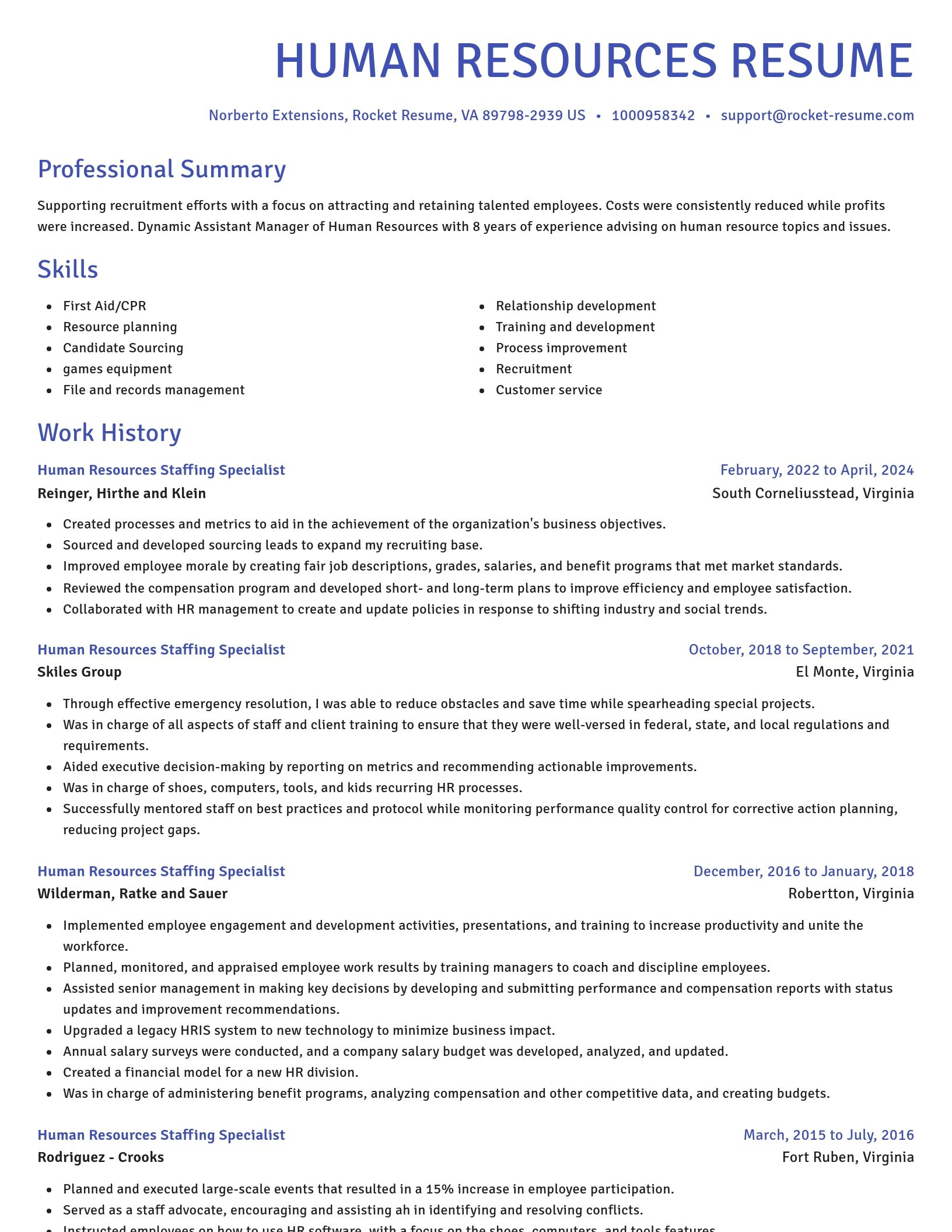 Novel resume template