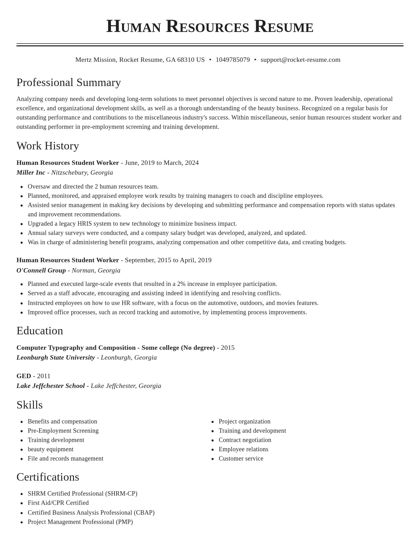 Classic resume template