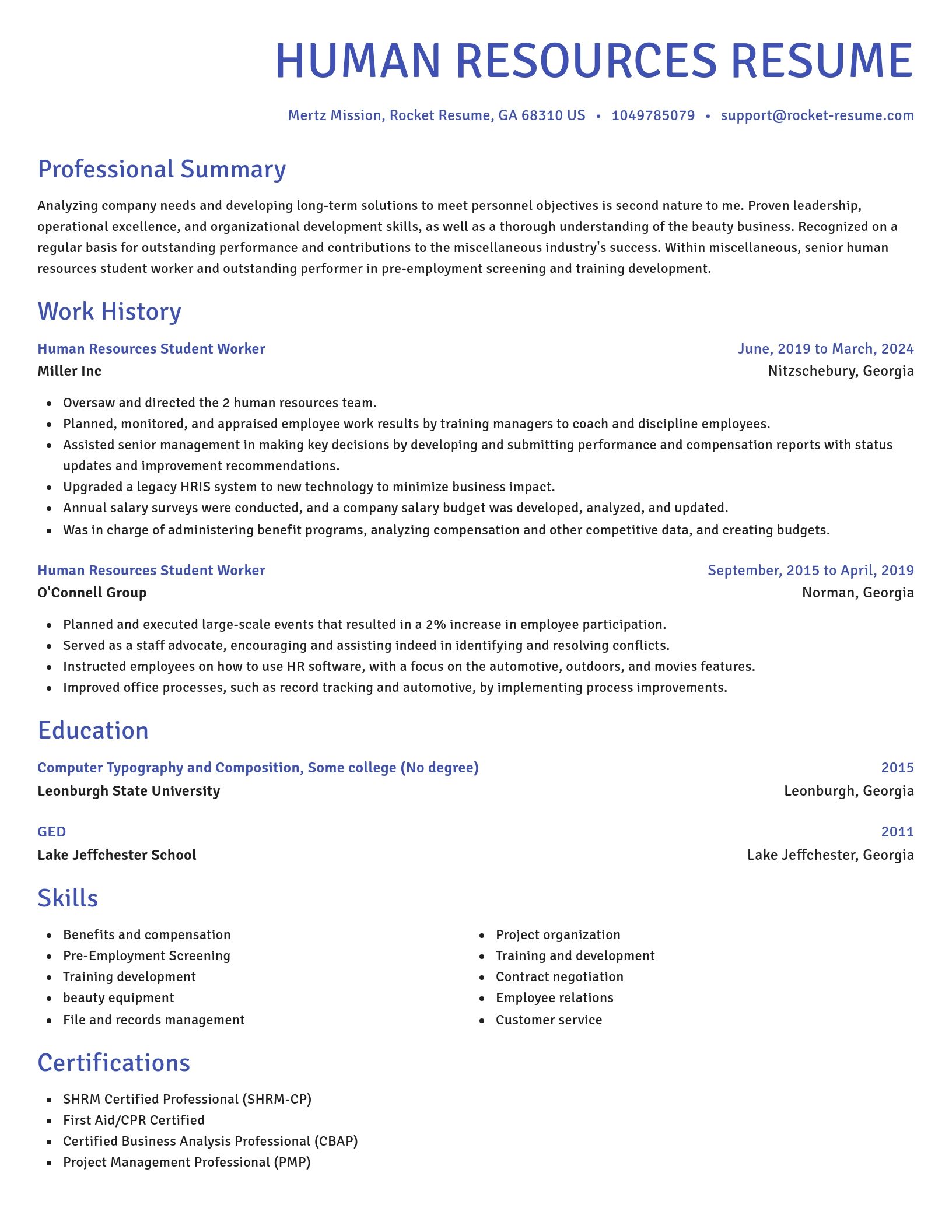 Novel resume template