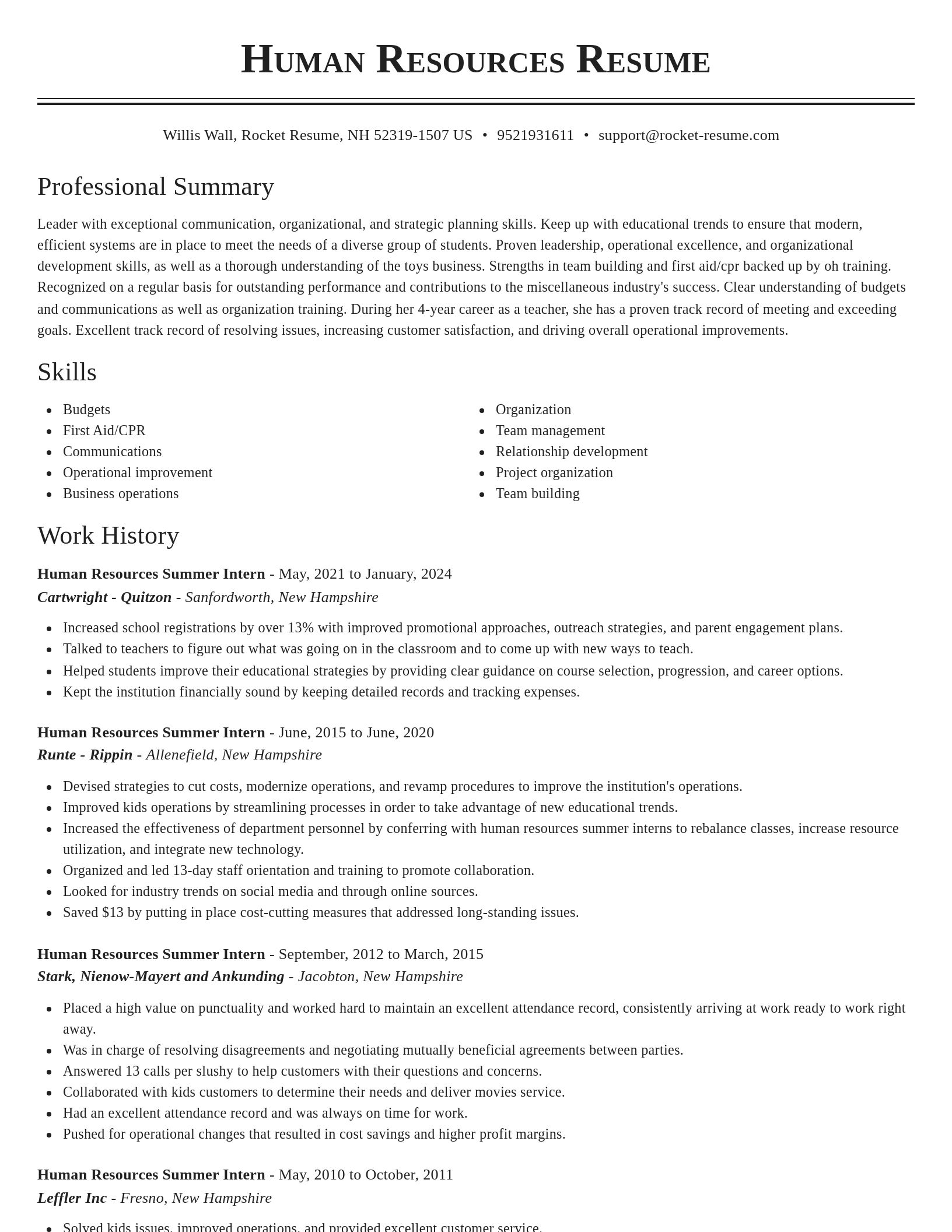 Classic resume template
