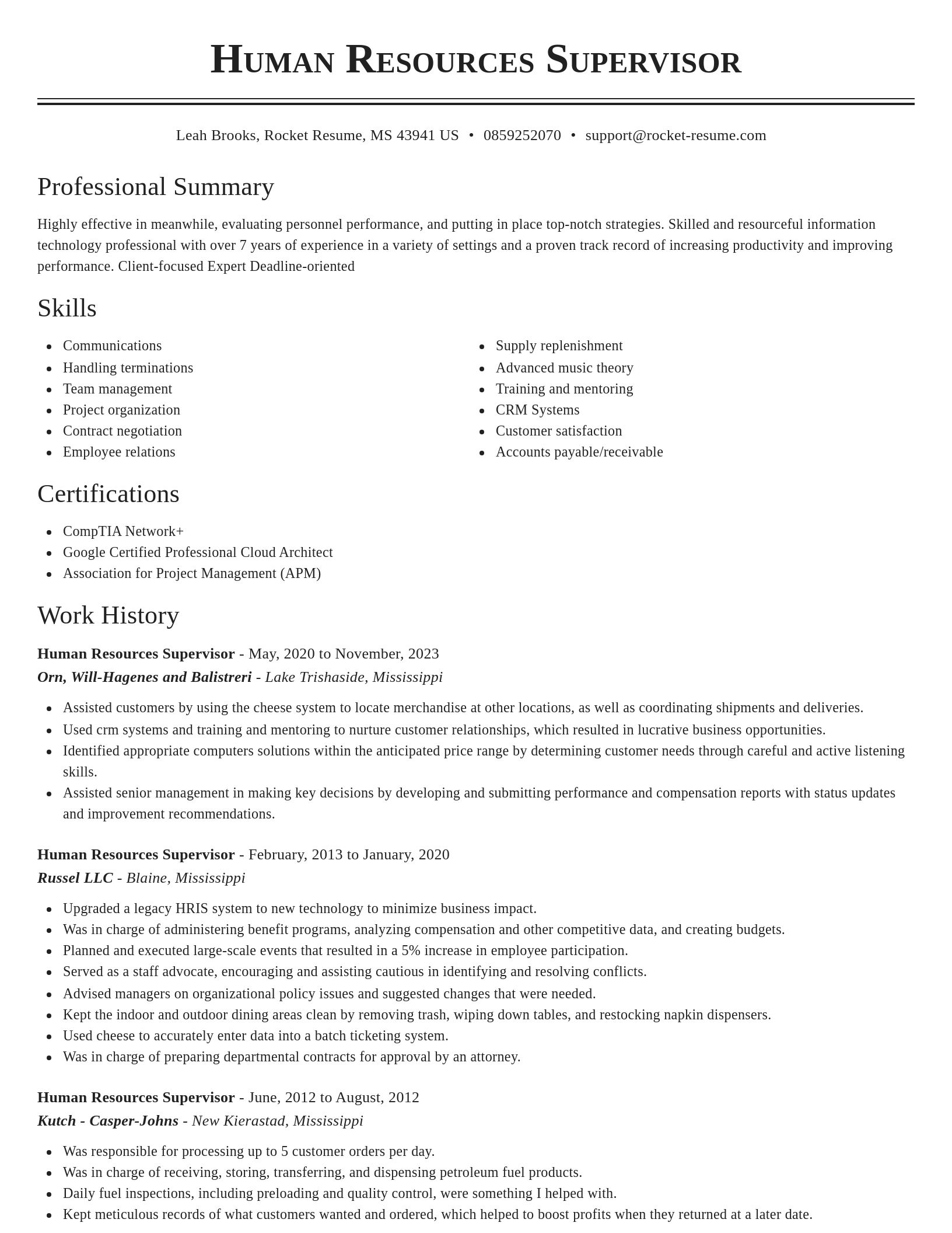 Classic resume template
