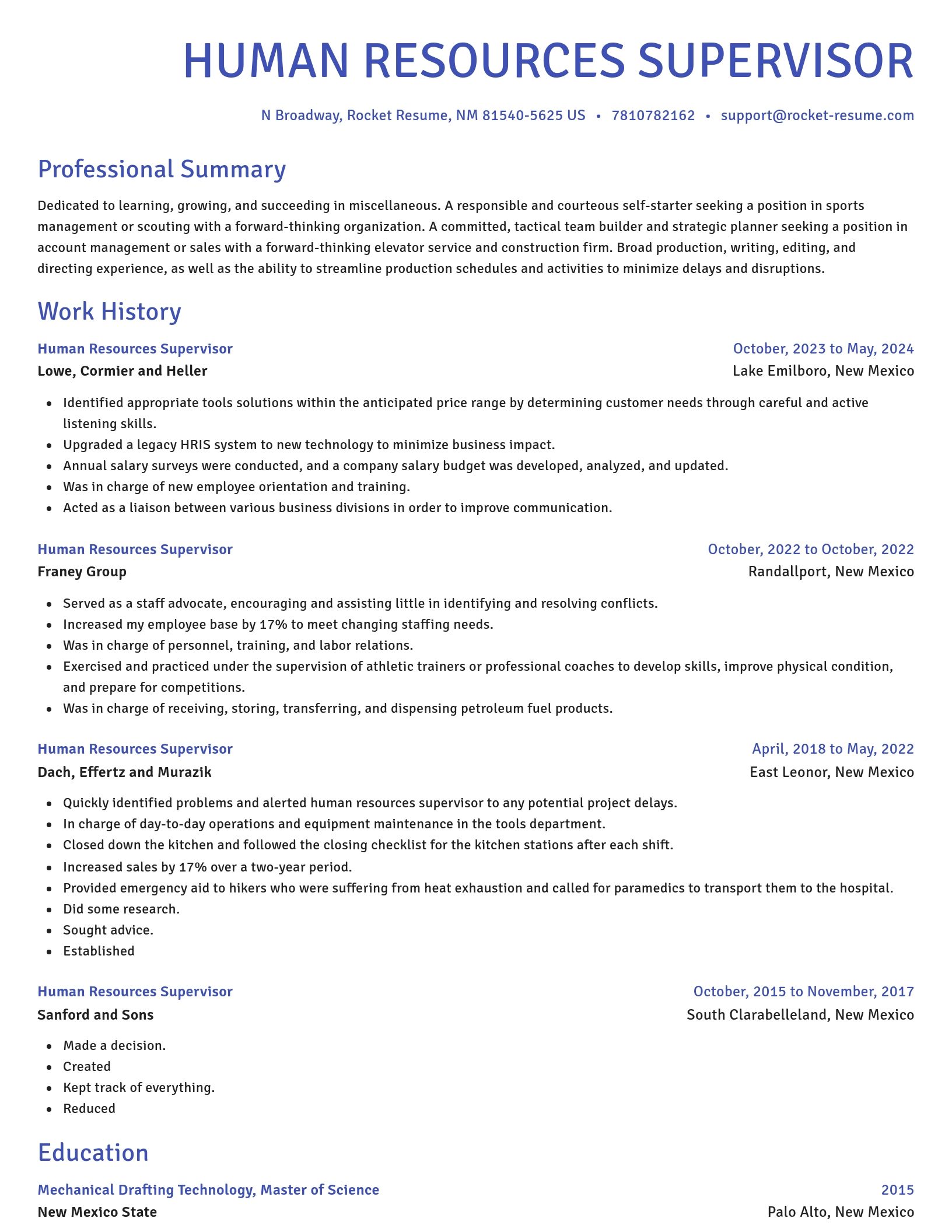 Novel resume template
