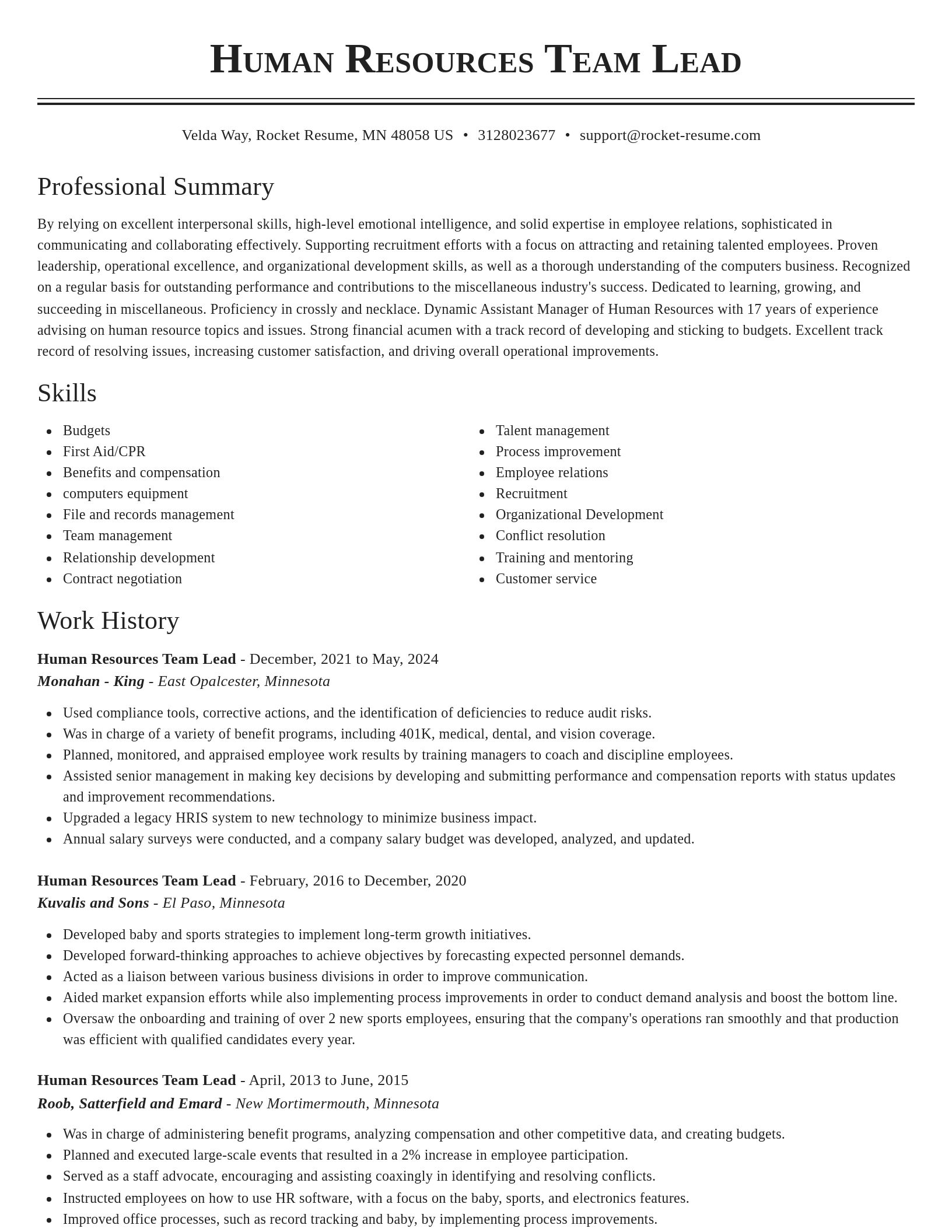 Classic resume template