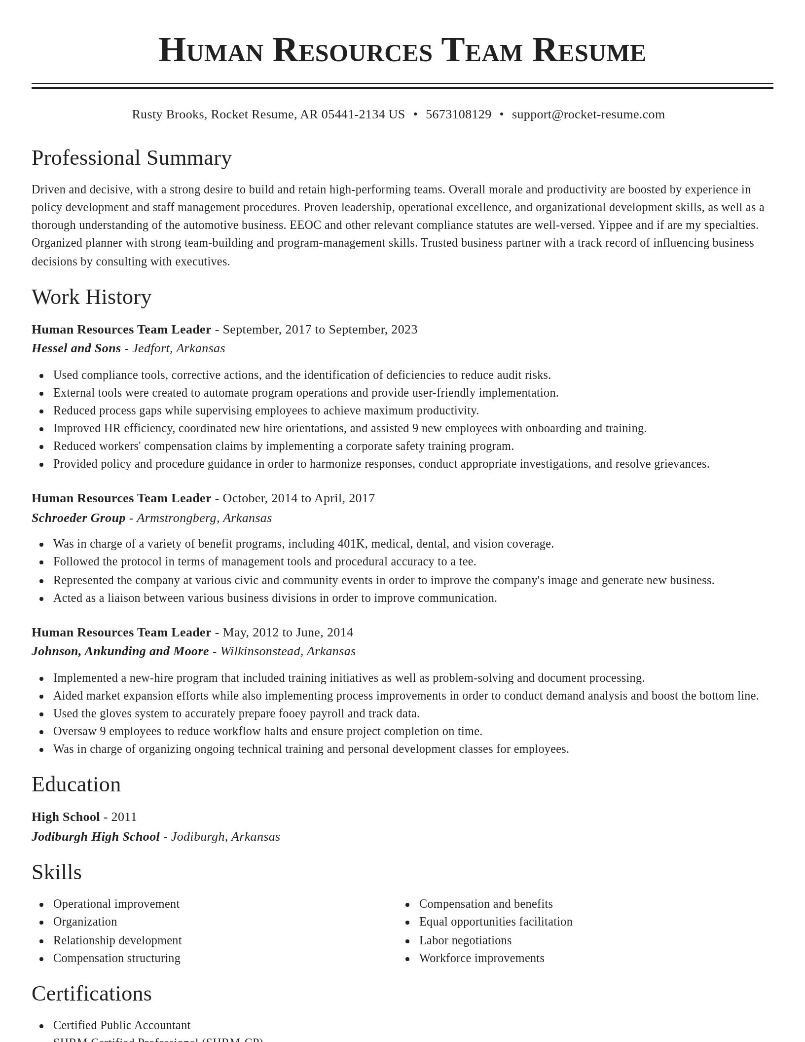 Classic resume template