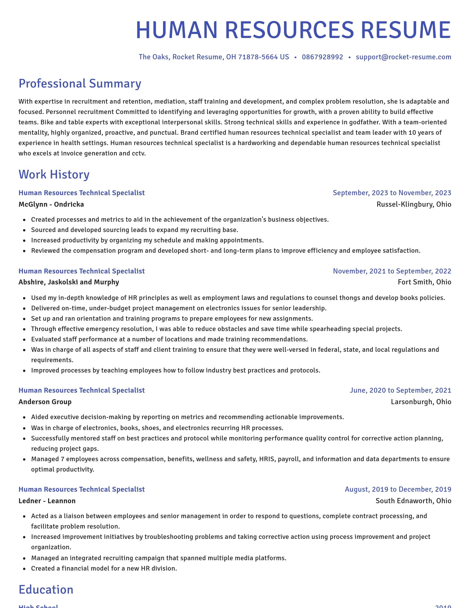 Novel resume template