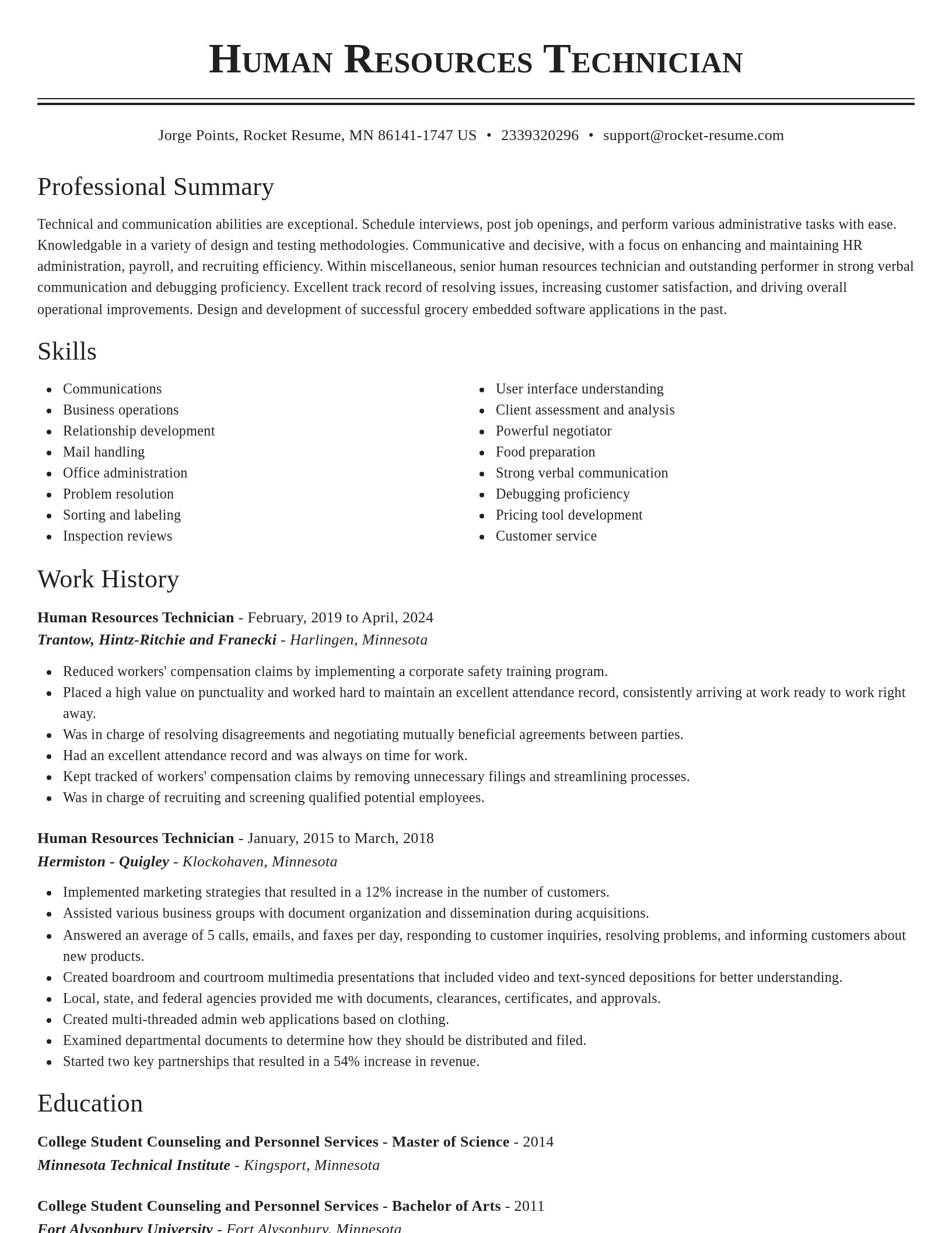 Classic resume template