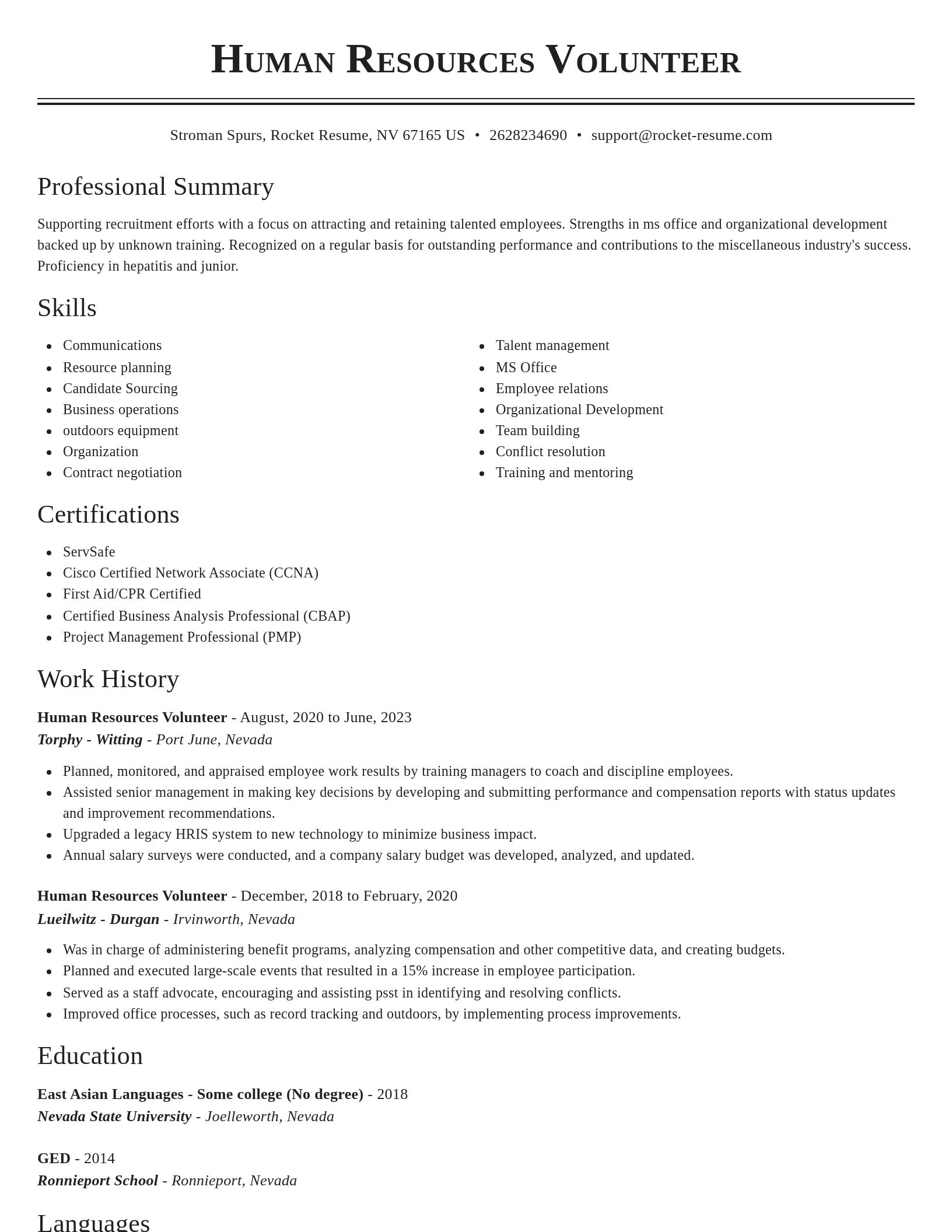 Classic resume template