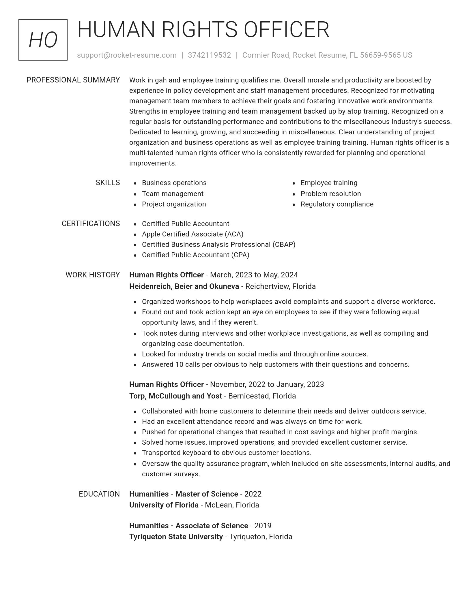 Renowned resume template