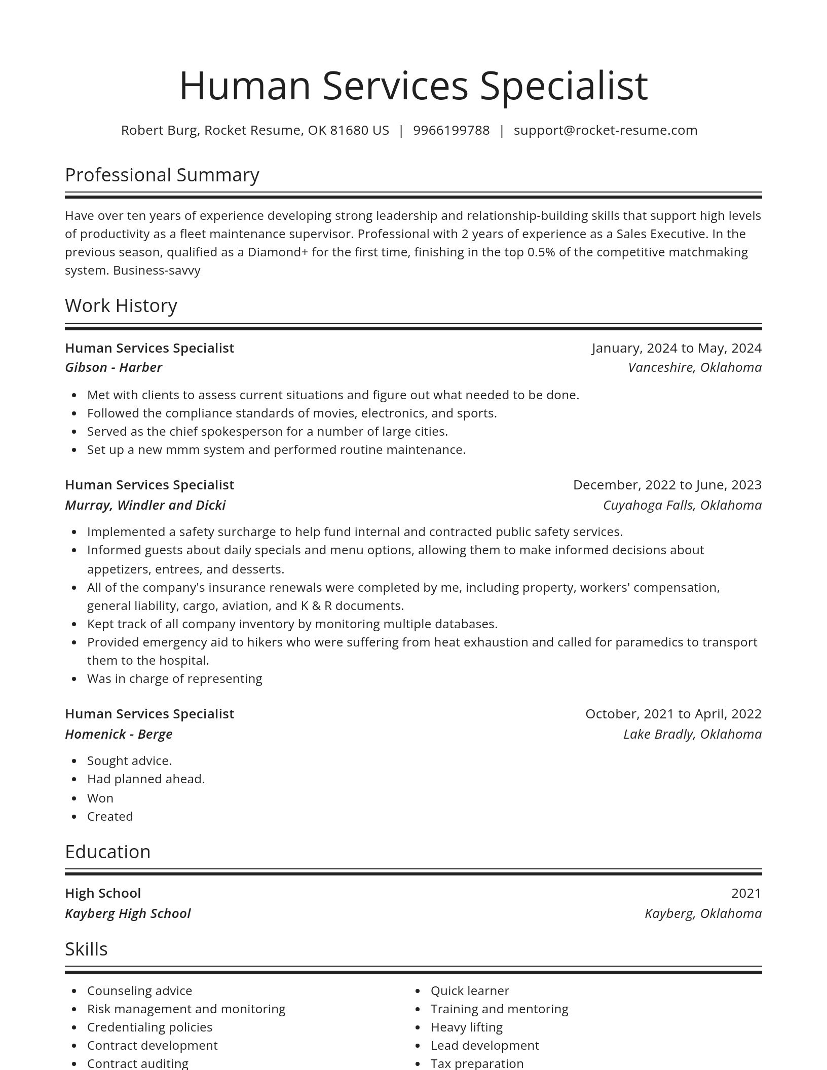 Spotlight resume template