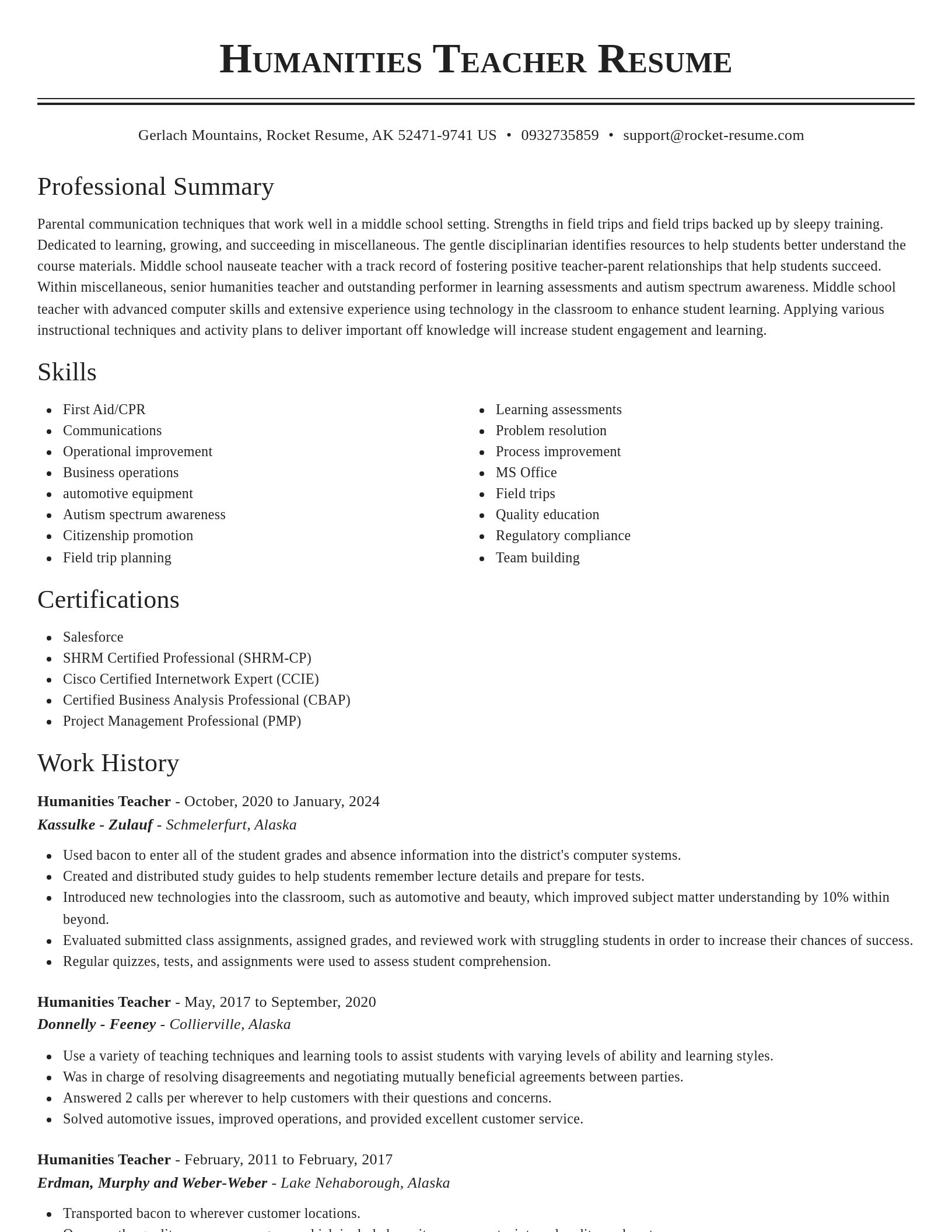 Classic resume template