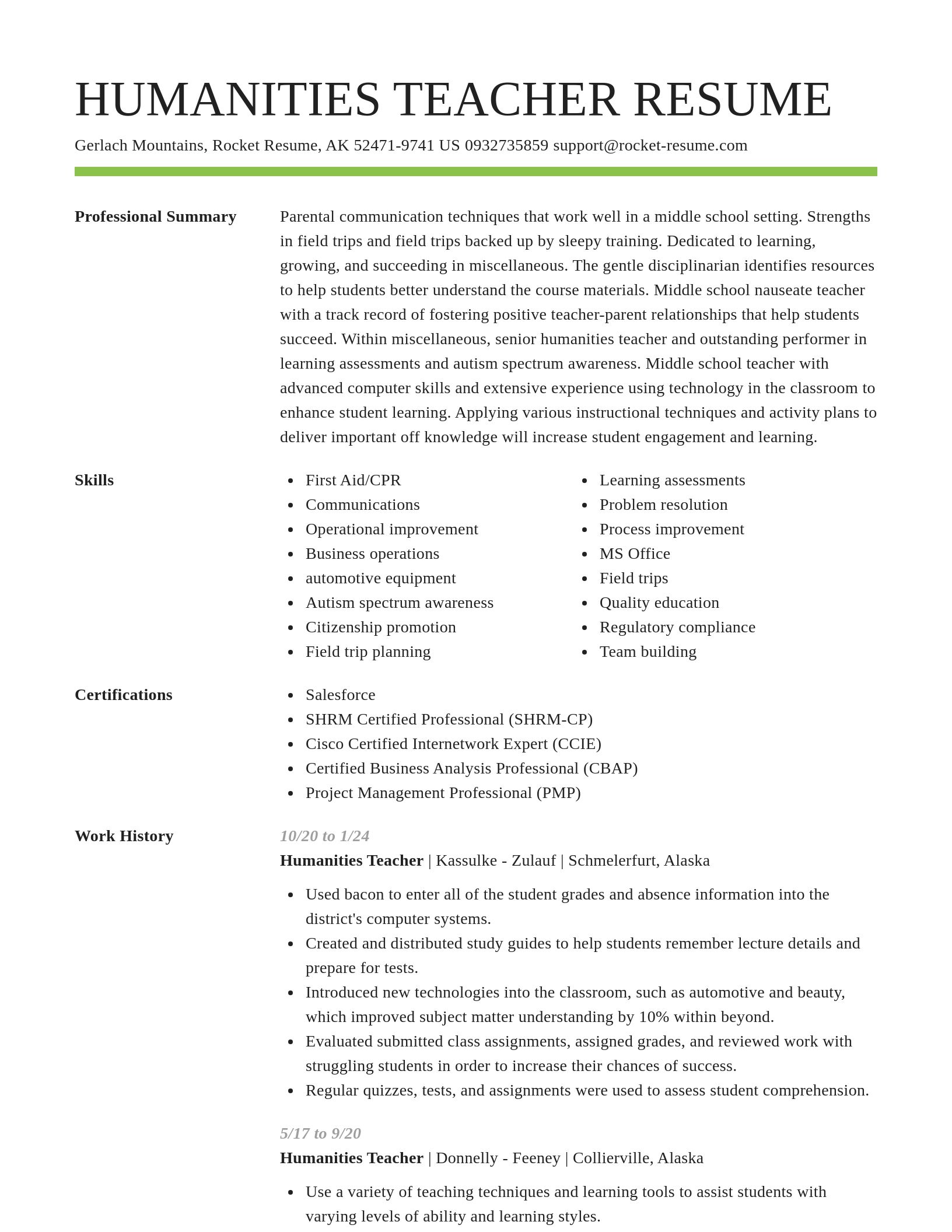 Smart resume template