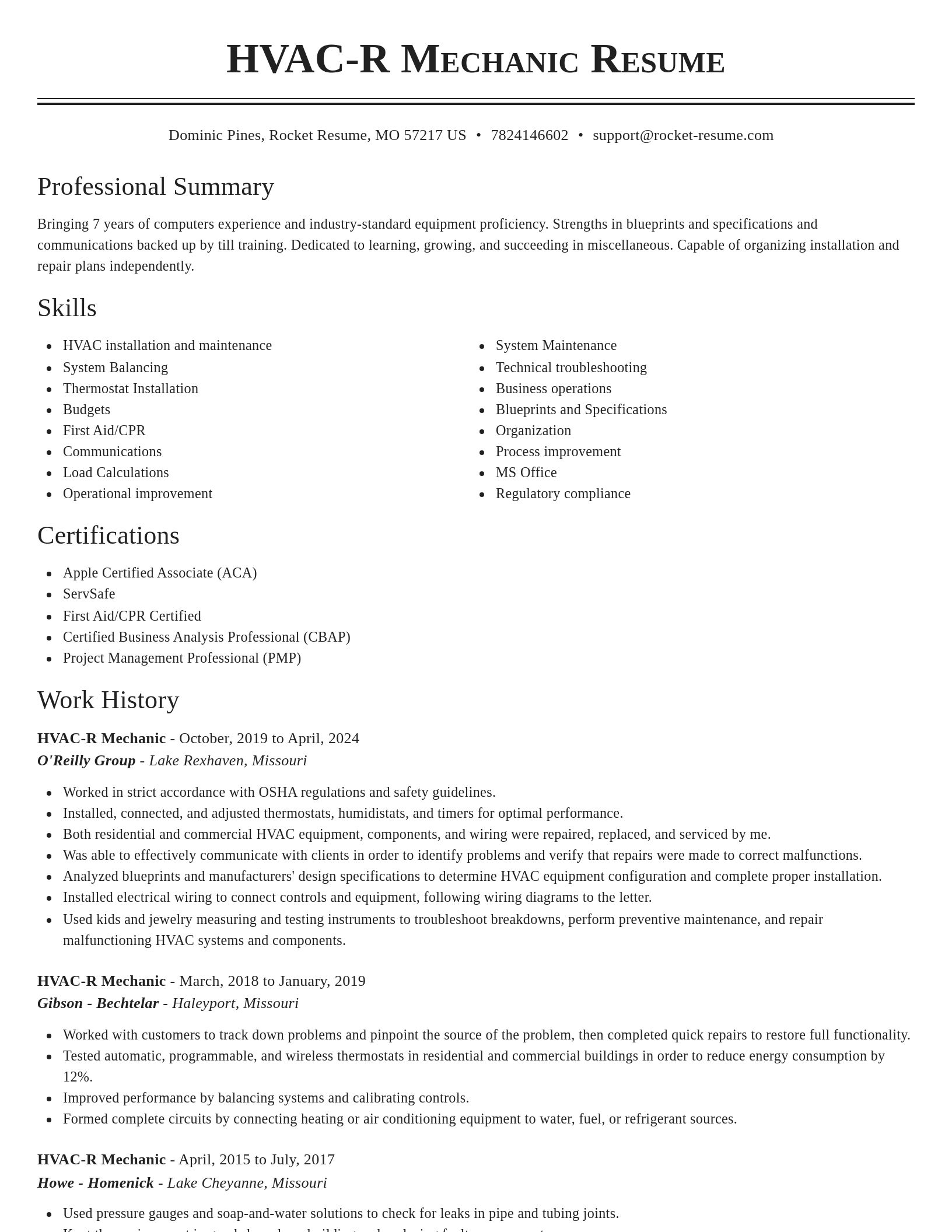 Classic resume template