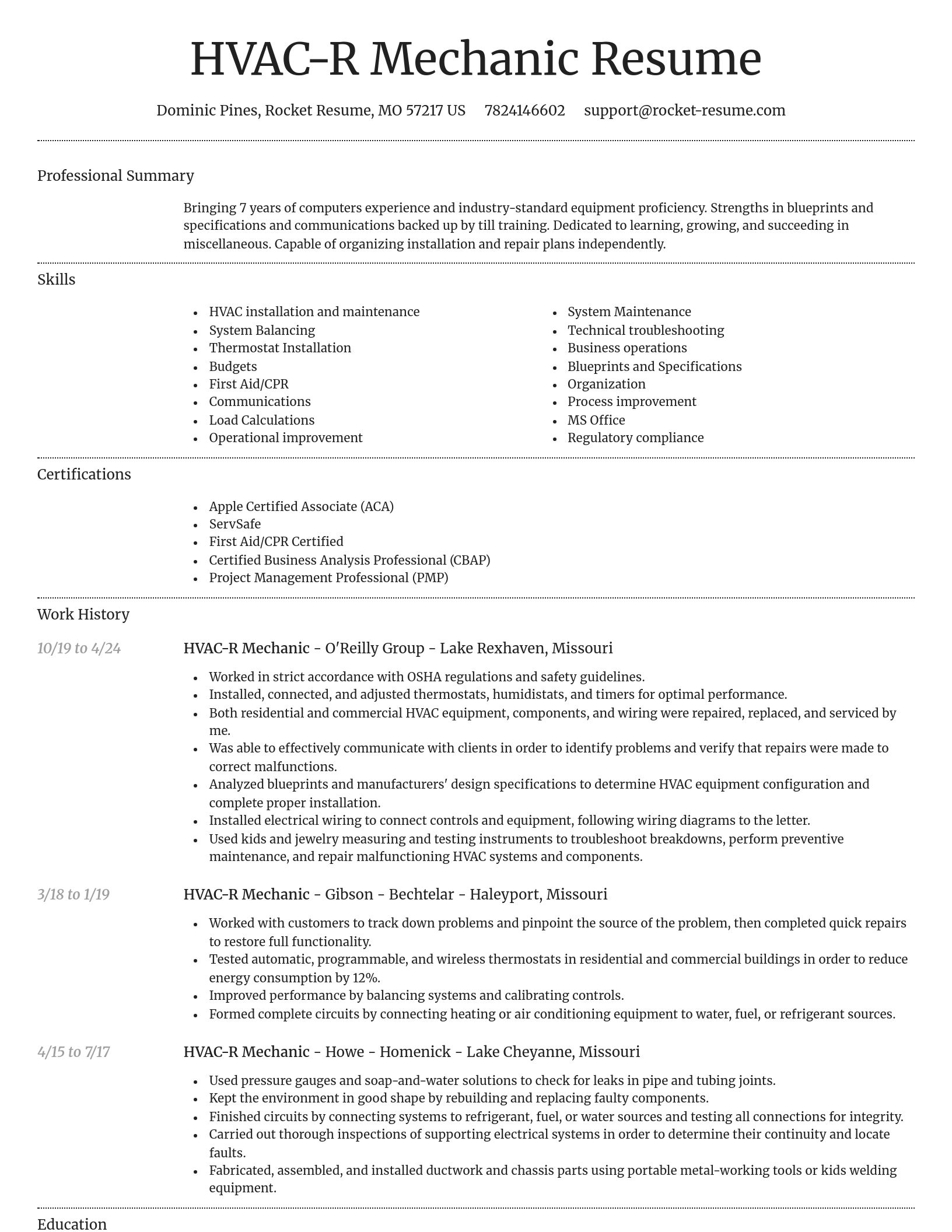 Dignified resume template