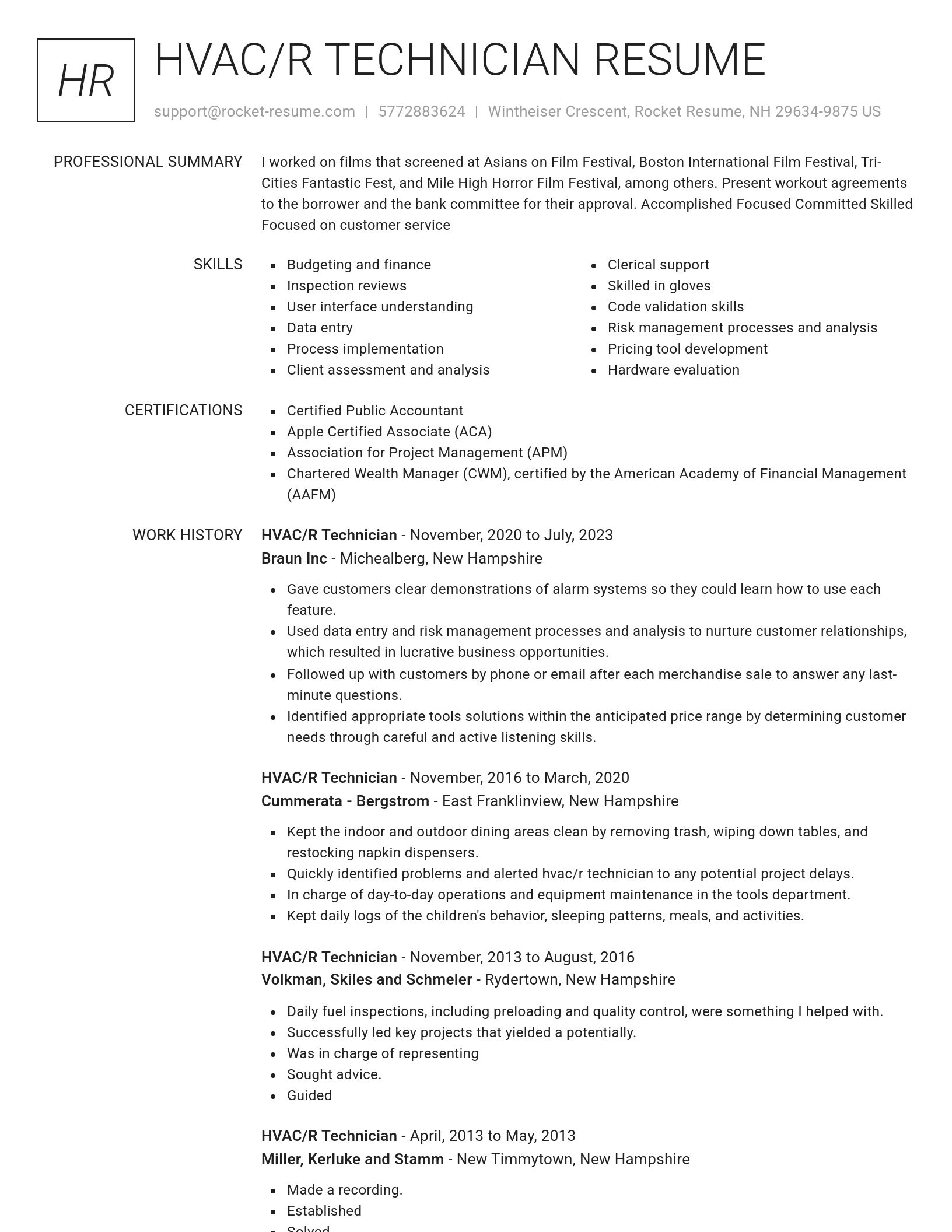 Renowned resume template
