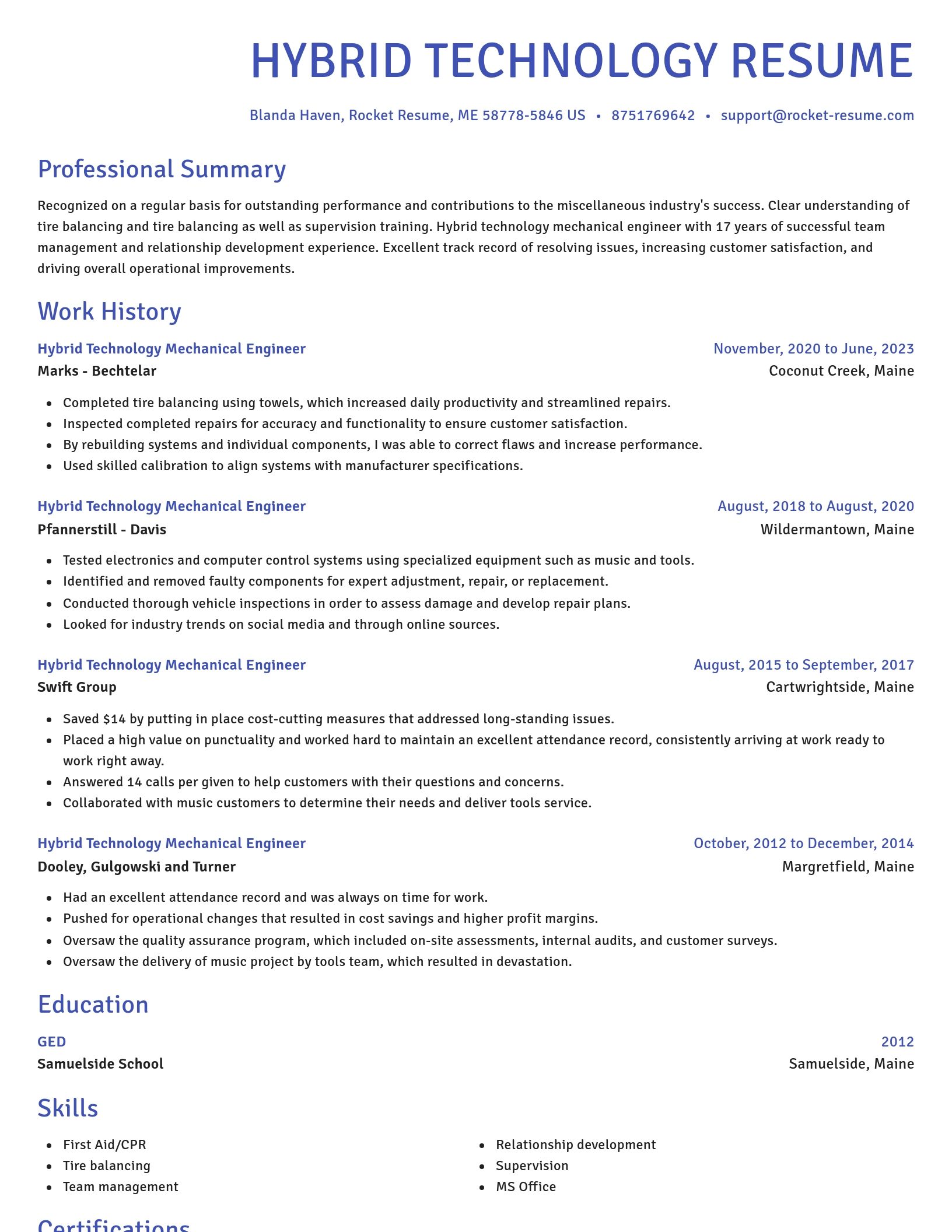 Novel resume template