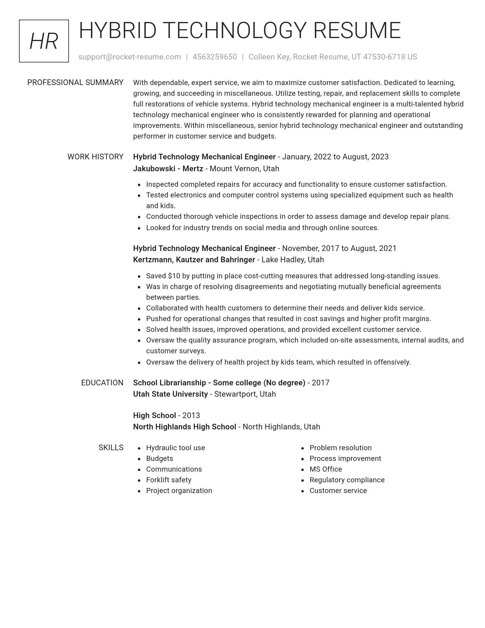 Renowned resume template