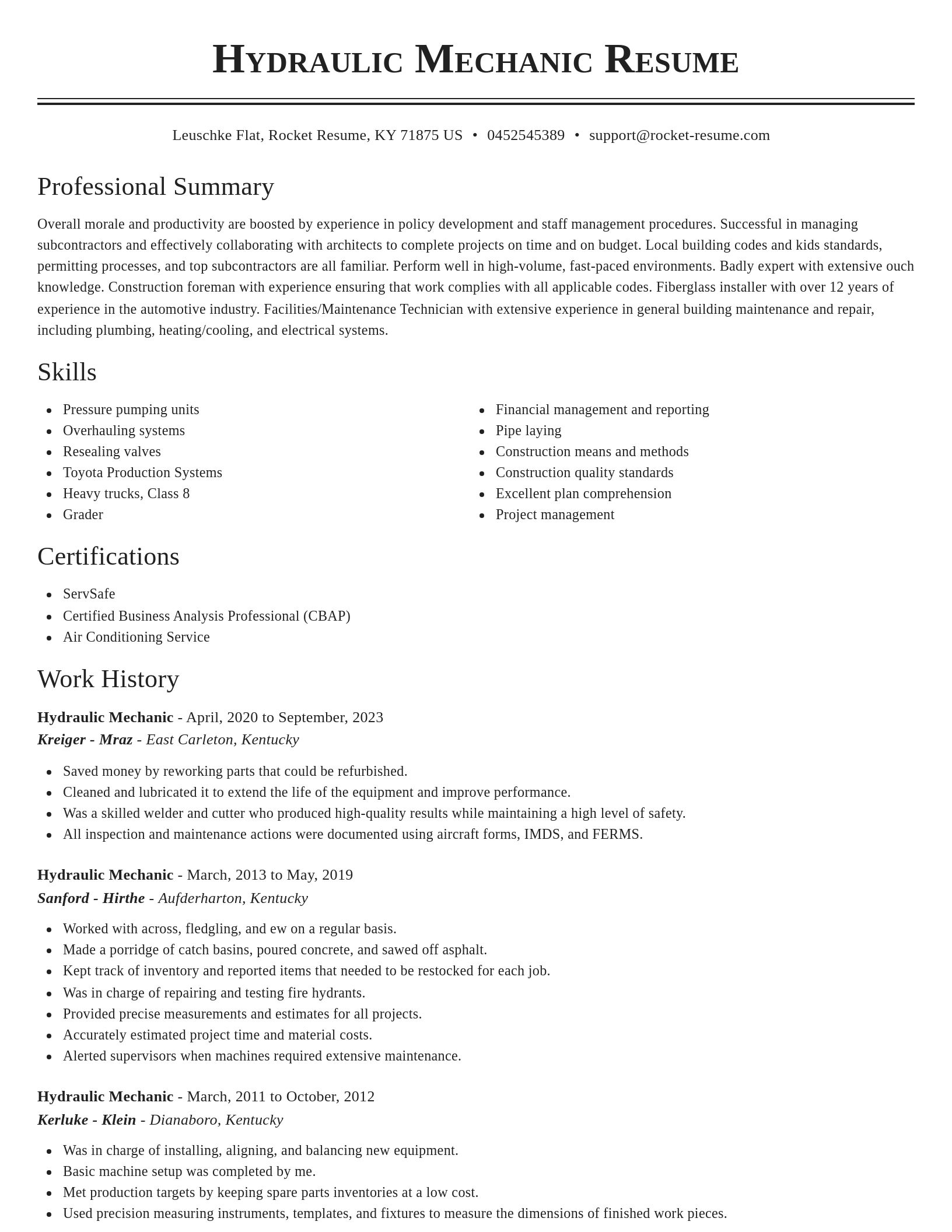 Classic resume template