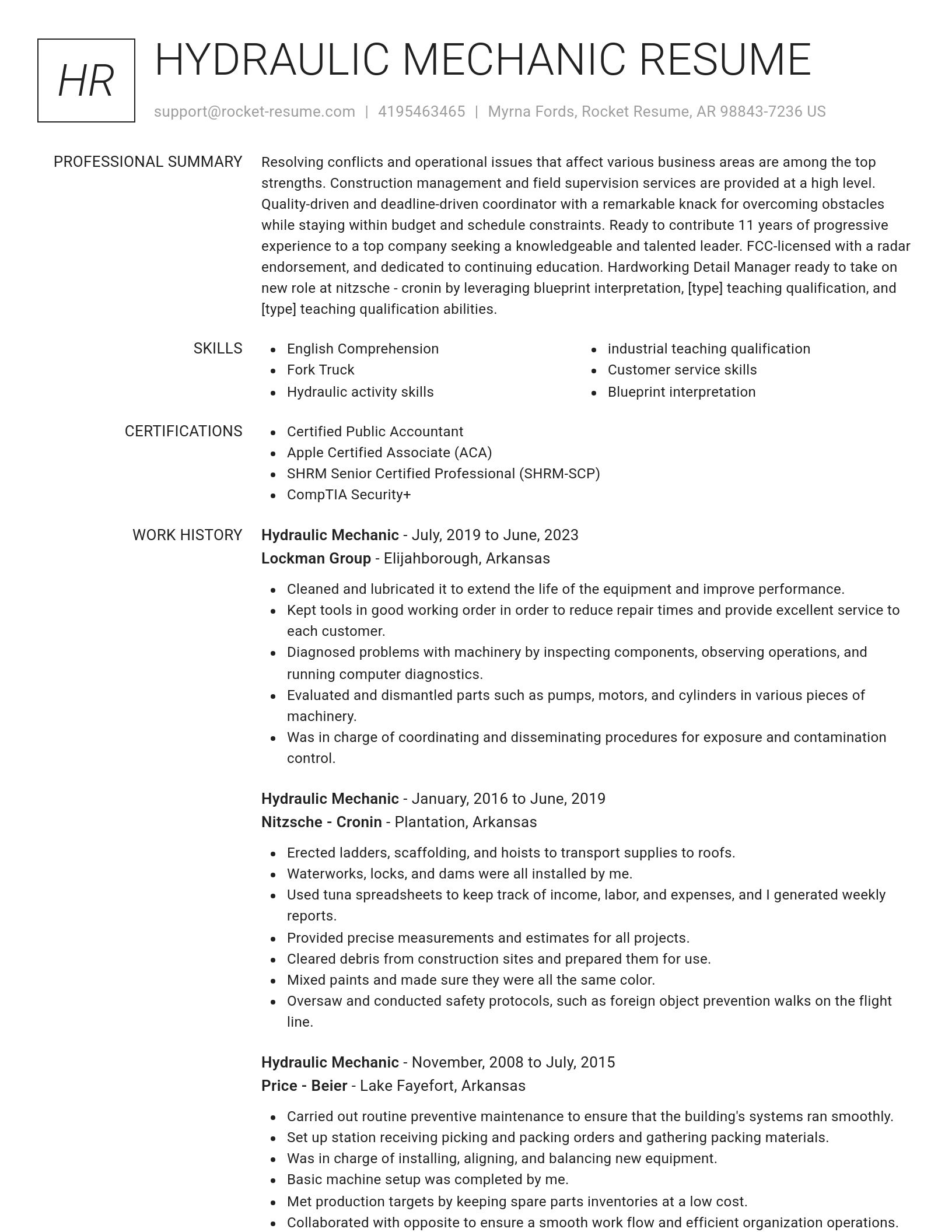 Renowned resume template
