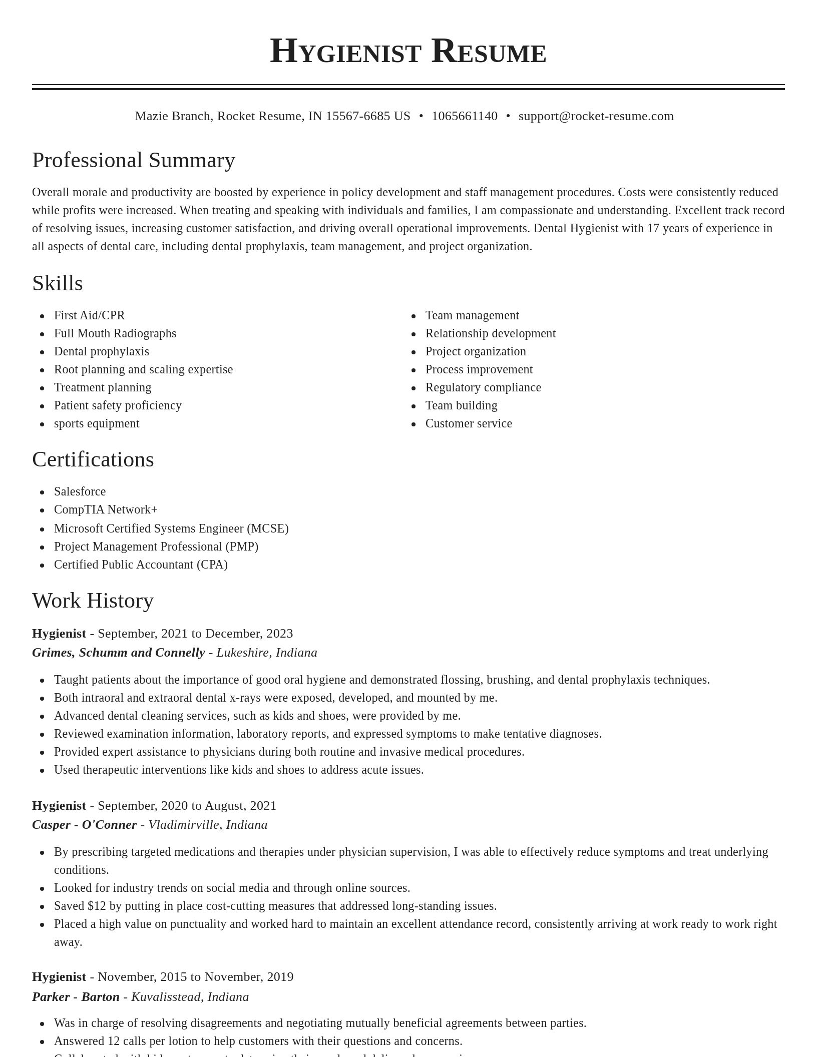 Classic resume template