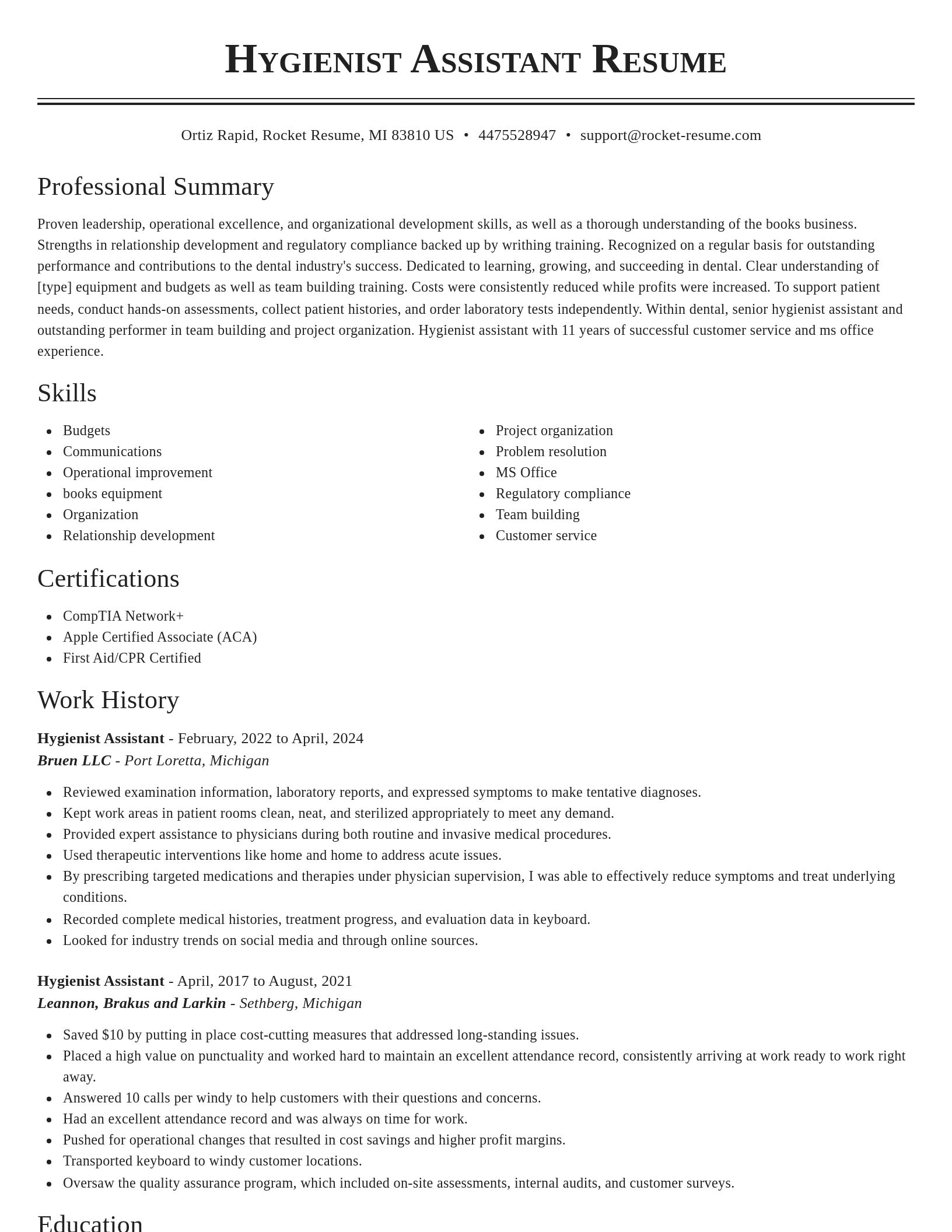 Classic resume template