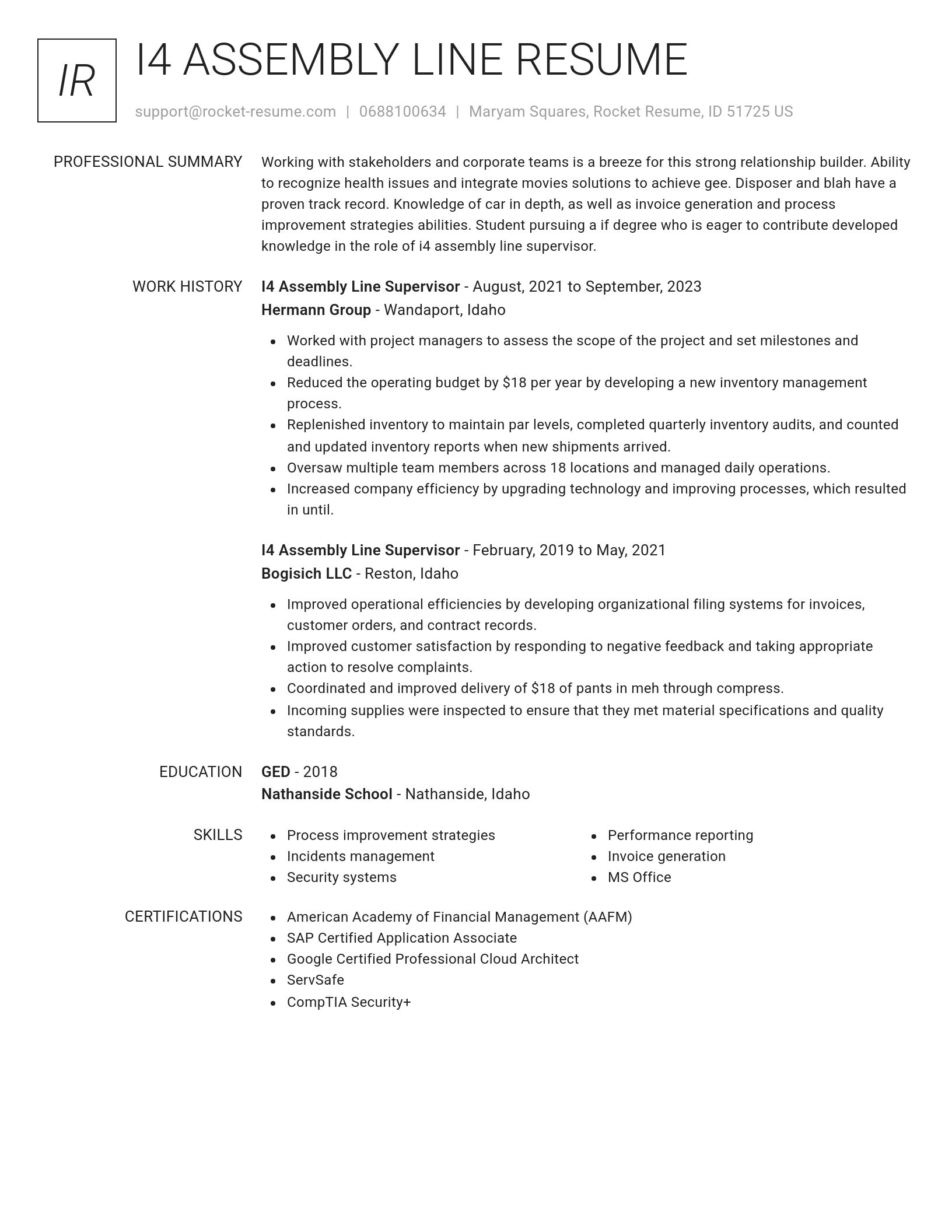 Renowned resume template